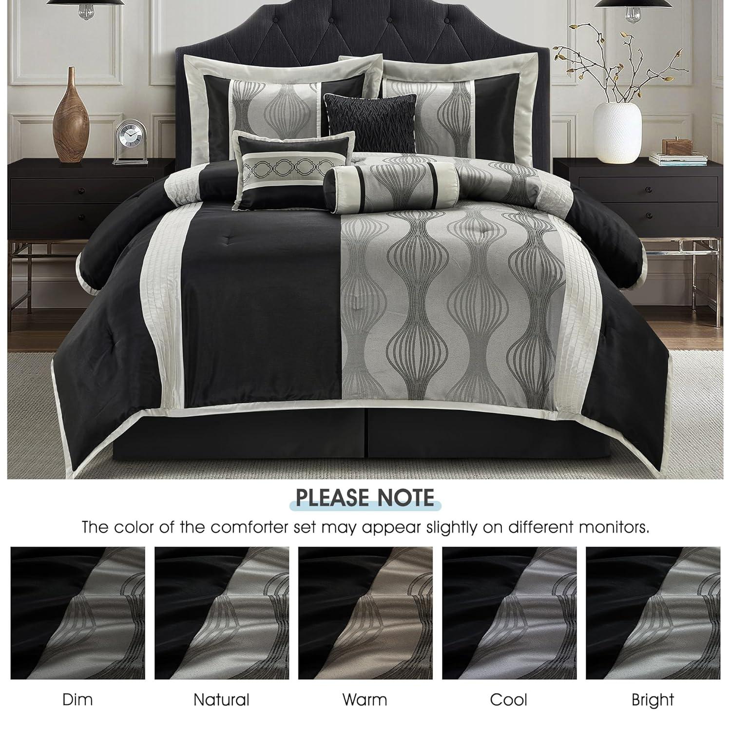 Nanshing 7pc California King Kath Comforter Set Silver