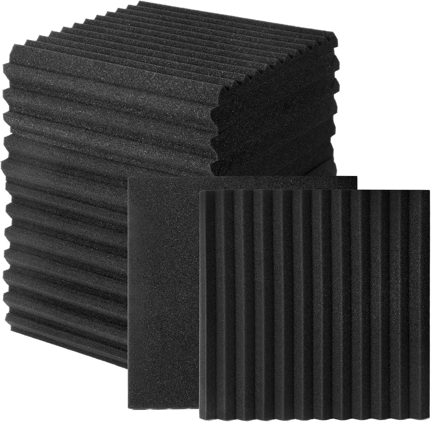 52-Pack Black Acoustic Foam Panels with Adhesive Tape