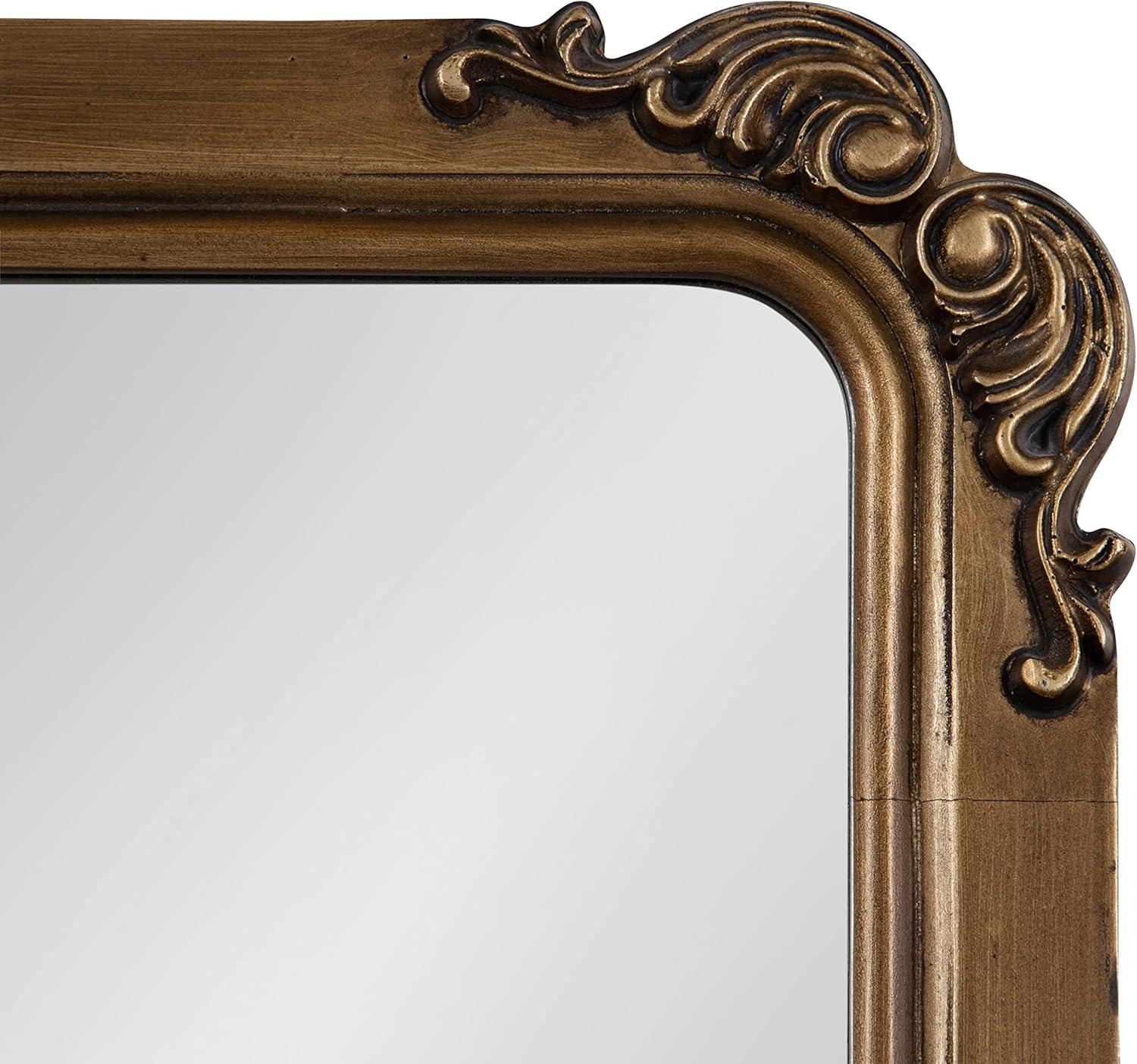 Elegant Ivette Gold Rectangular Mirror with Baroque Garland Detail, 25x35