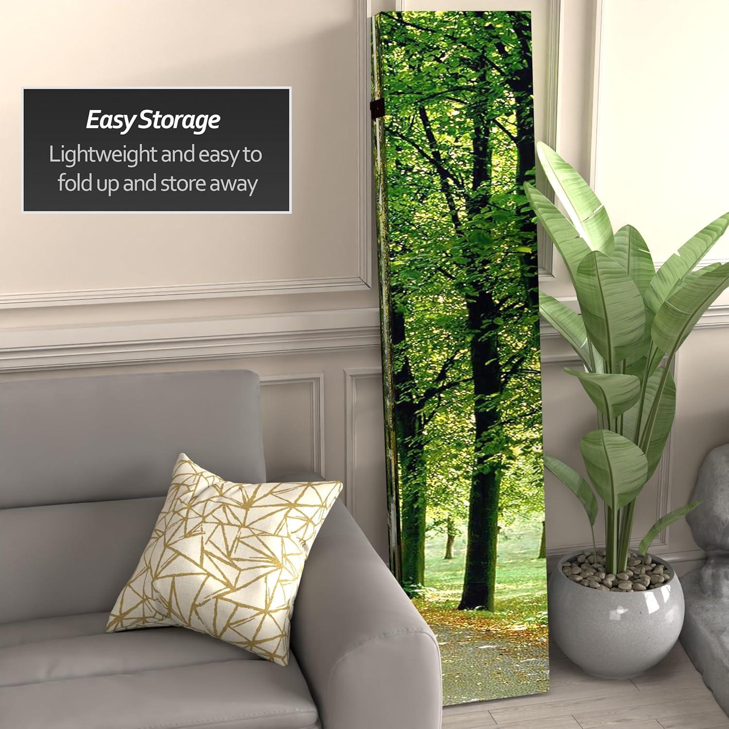 Path of Life Room Double Sided Divider - Oriental Furniture: 6-Panel Canvas Screen, Forest & Countryside Scenes