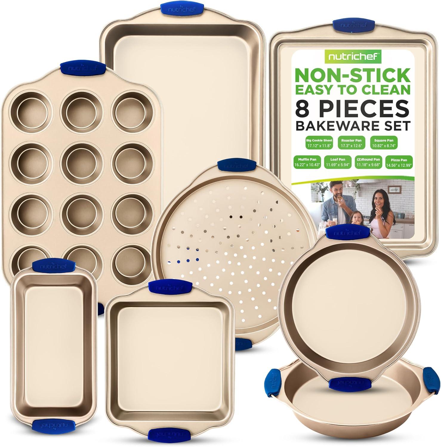 NutriChef Nutrichef 8 Piece Non-Stick Steel Bakeware Set