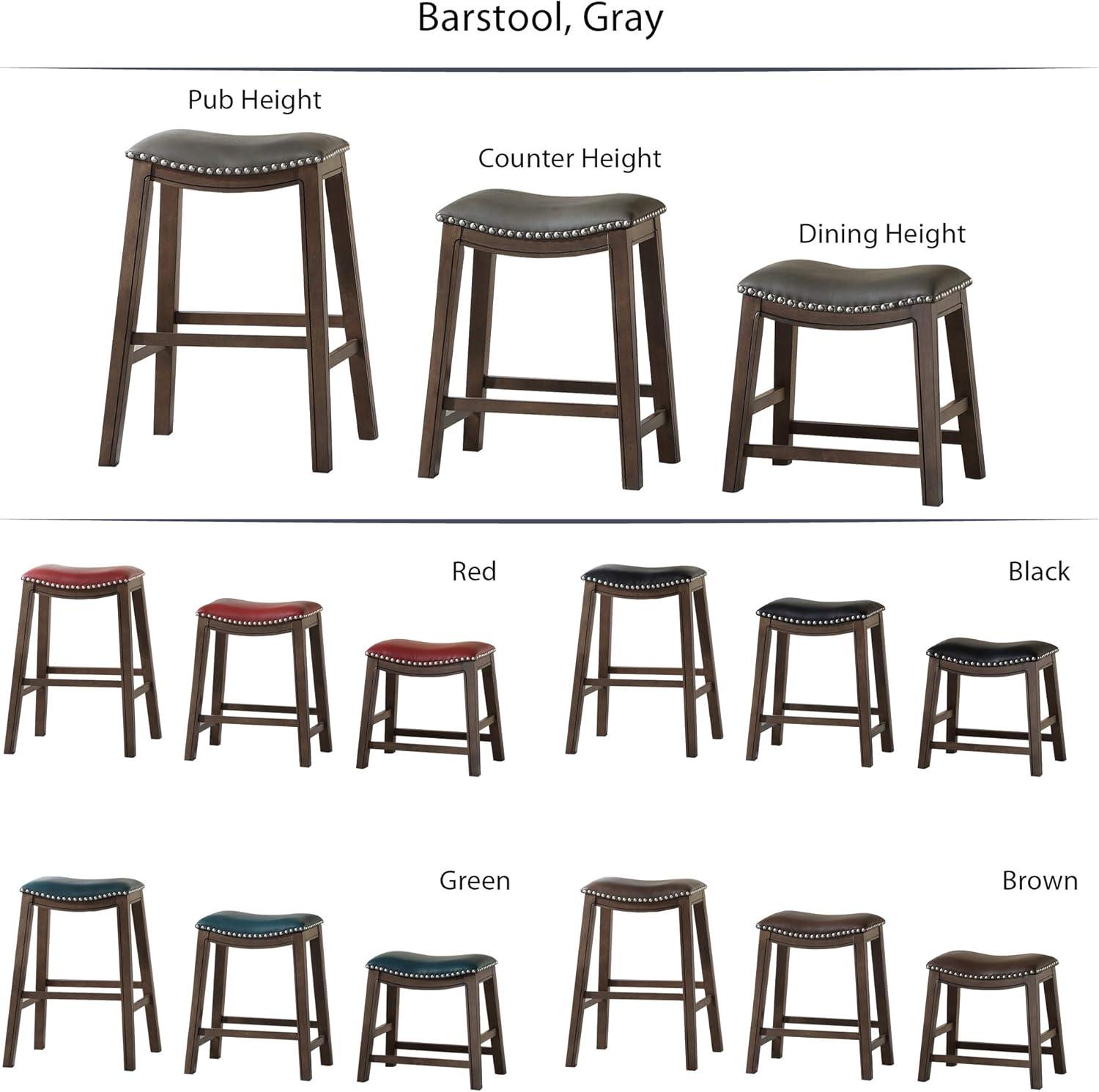 Contemporary Gray Wood Saddle Style Pub Stool, 31" Height