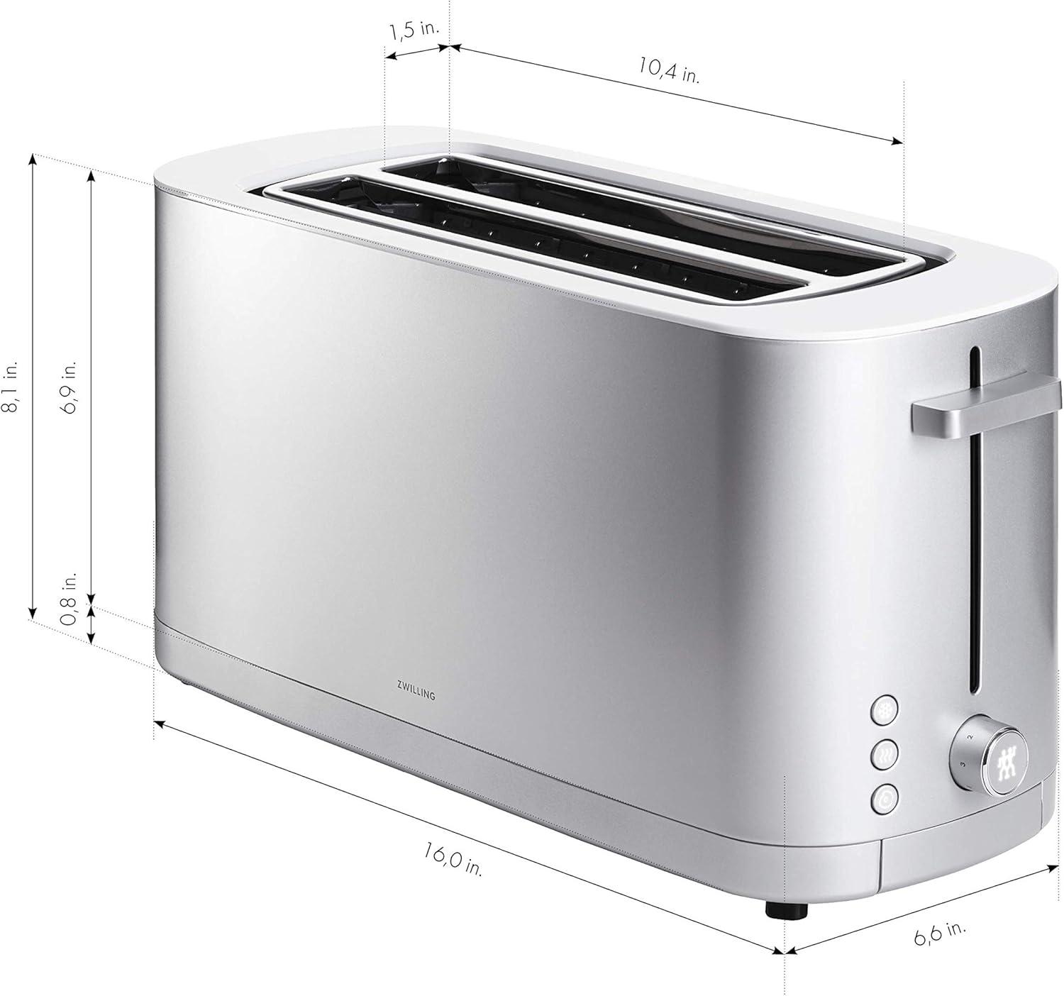 ZWILLING J.A. Henckels ZWILLING Enfinigy, 4-Slice Long Slot Toaster, Extra Wide 1.5" Slots for Bagels and Toast