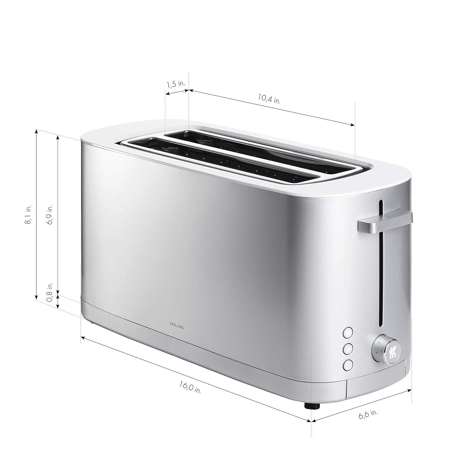 ZWILLING J.A. Henckels ZWILLING Enfinigy, 4-Slice Long Slot Toaster, Extra Wide 1.5" Slots for Bagels and Toast