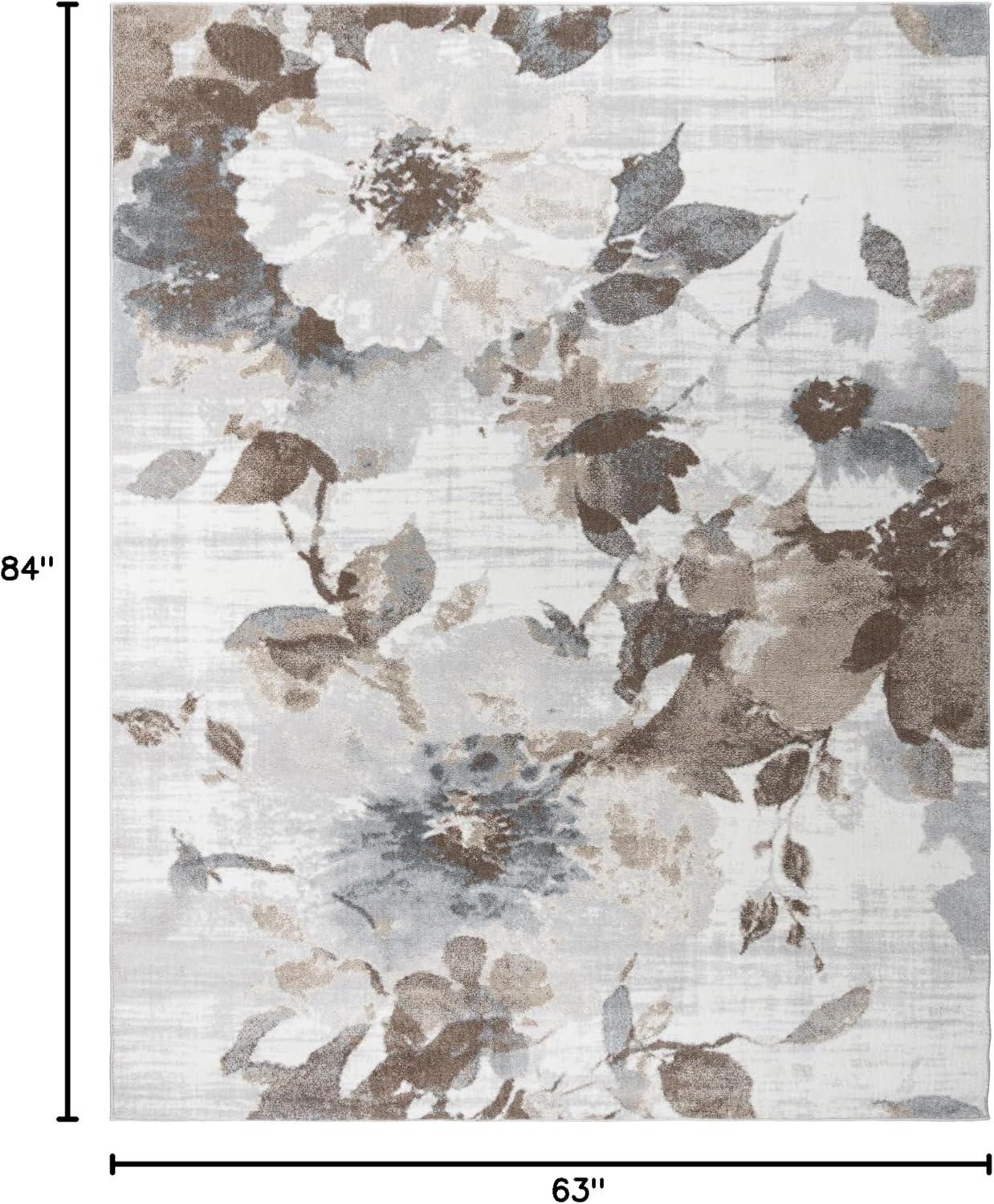 Gertmenian Alor Anat Casual Floral Beige/Gray/Ivory Polypropylene Indoor Area Rug, 5x7