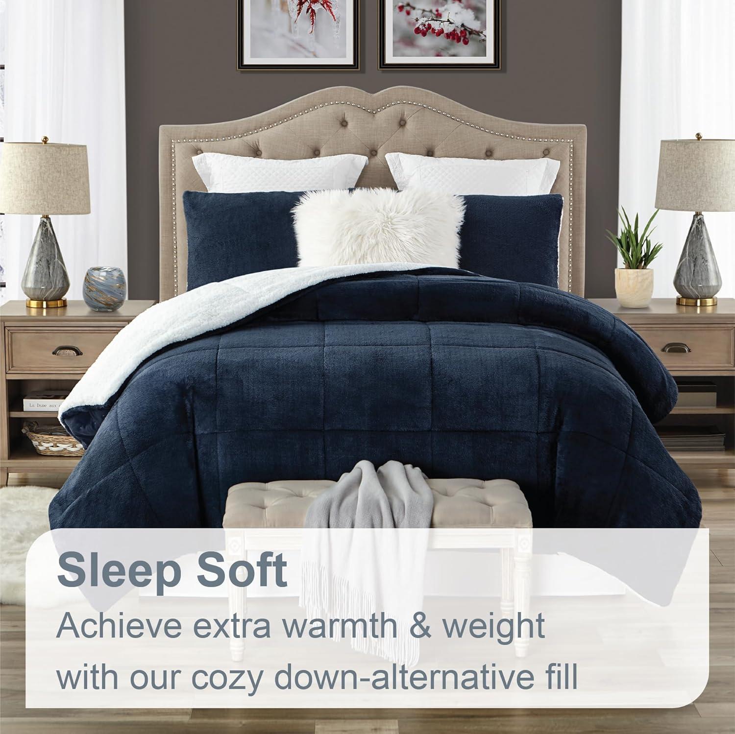 Ultra Plush Reversible Faux Fur and Sherpa 3-Piece Comforter Set