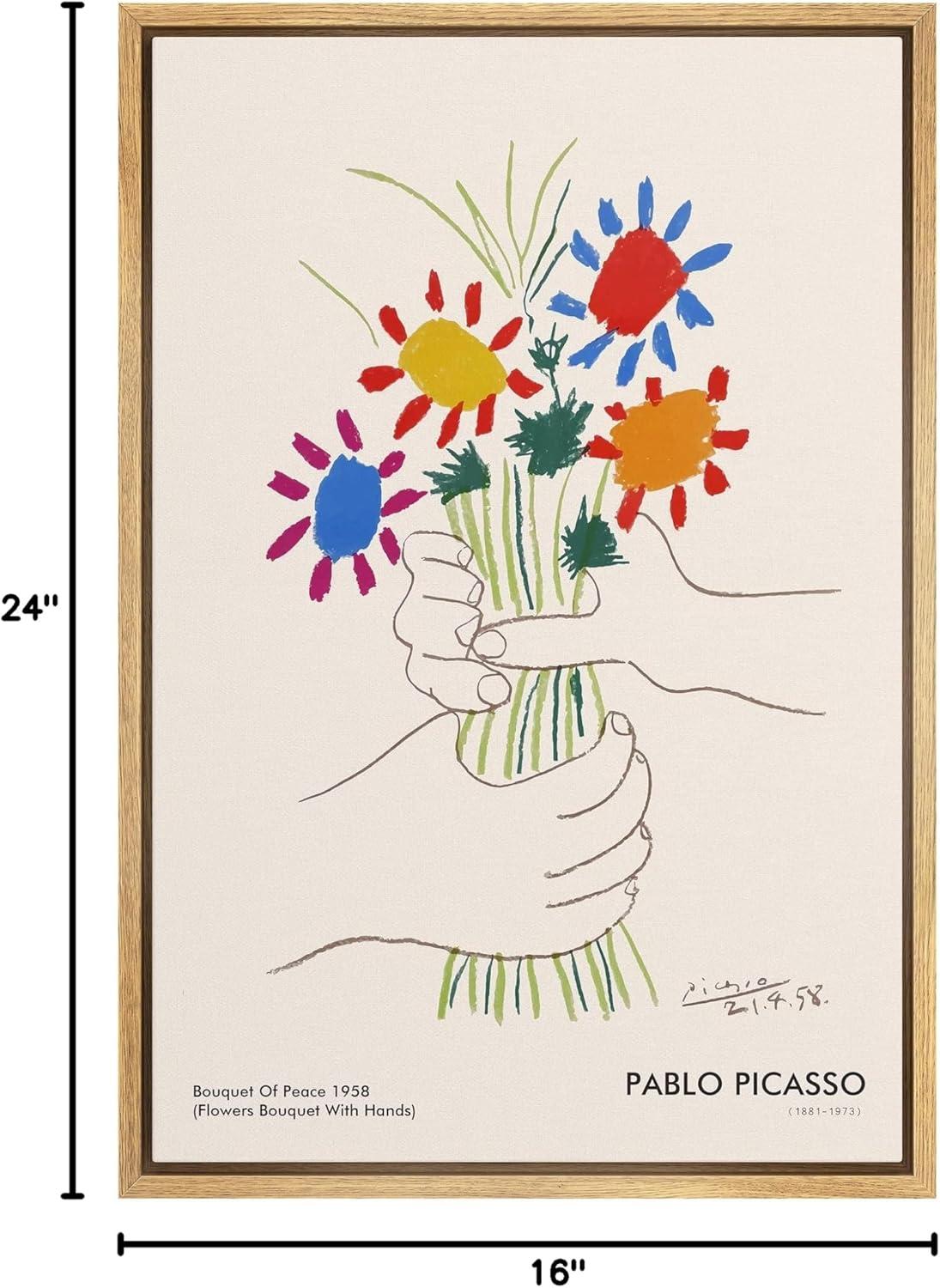 SIGNLEADER Bouquet of Peace (Flower Bouquet With Hands) Pablo Picasso Floral- Framed Canvas Print Wall Art Work