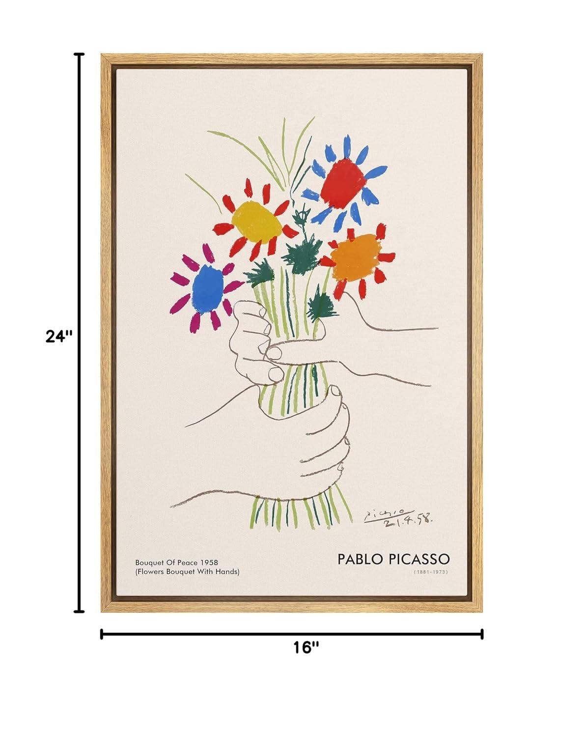 SIGNLEADER Bouquet of Peace (Flower Bouquet With Hands) Pablo Picasso Floral- Framed Canvas Print Wall Art Work