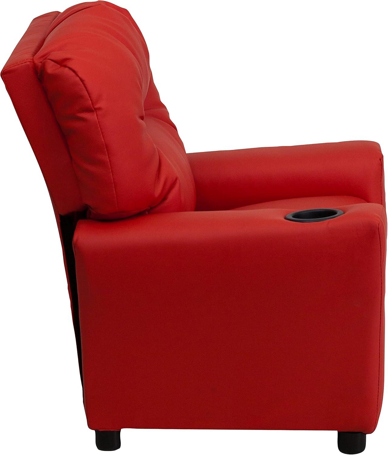 Flash Furniture Chandler Contemporary Red Vinyl Kids Recliner with Cup Holder
