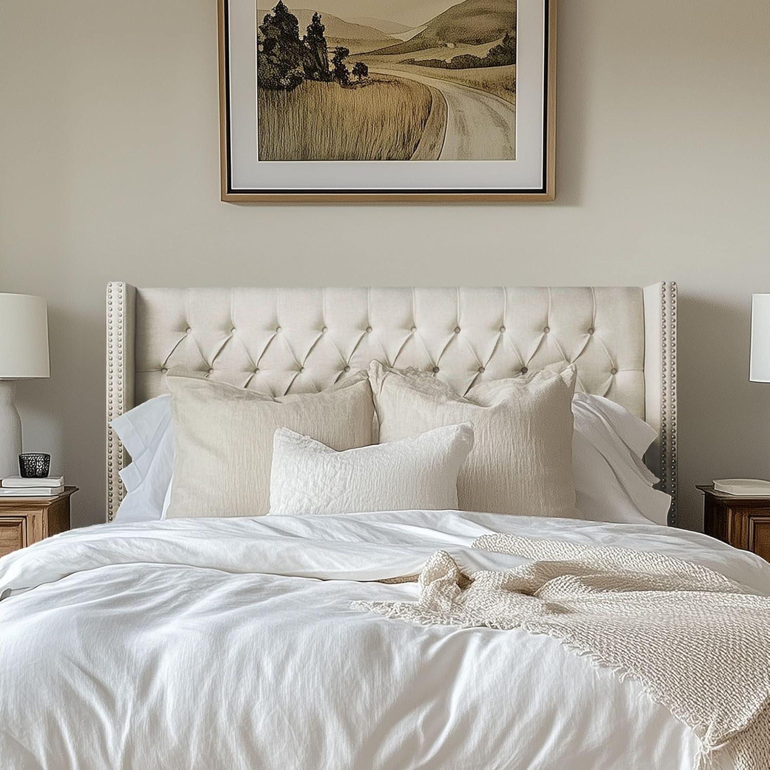 Amelia Upholstery Headboard Cream Queen