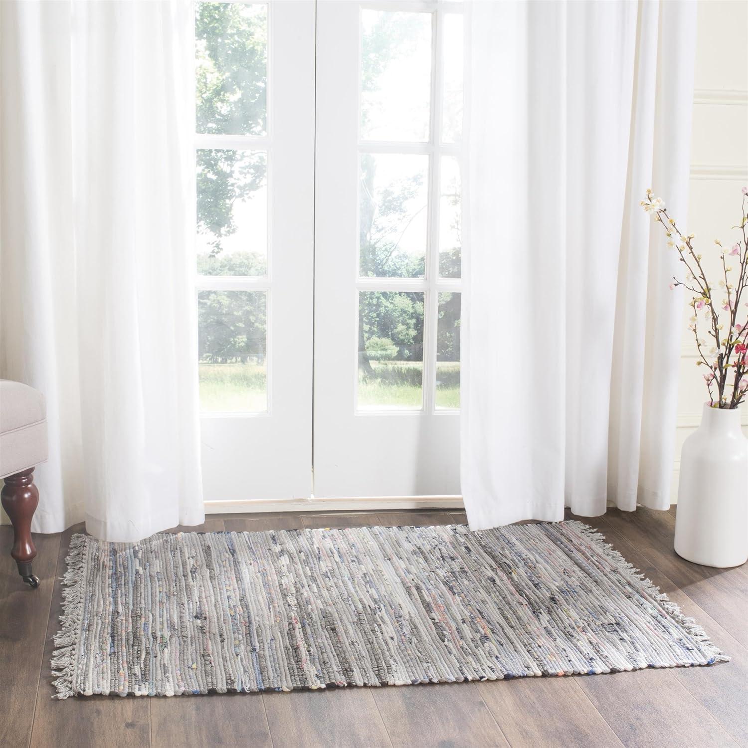 Rag Rug RAR121 Hand Woven Indoor Accent Rug - Grey - 2'6"x4' - Safavieh.