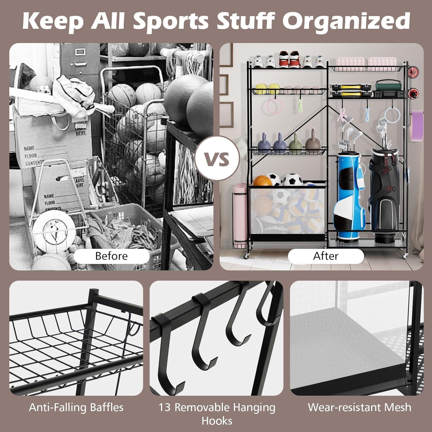 Resenkos Sports Equipment Organizer for Garage
