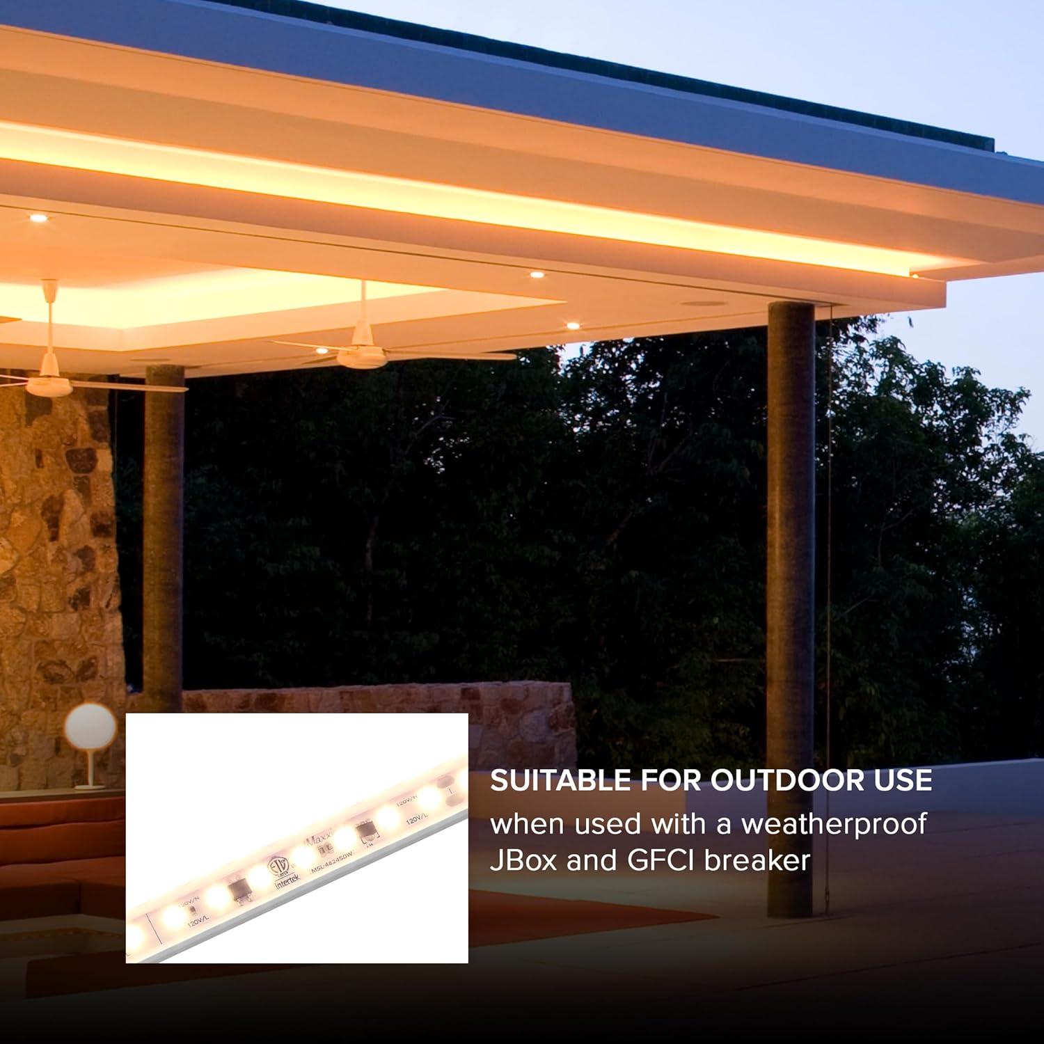 Maxxima 96 in. LED Under Cabinet Strip Light, Hardwired, 3680 Lumens, 3000K Warm White, 120V White Cove Light