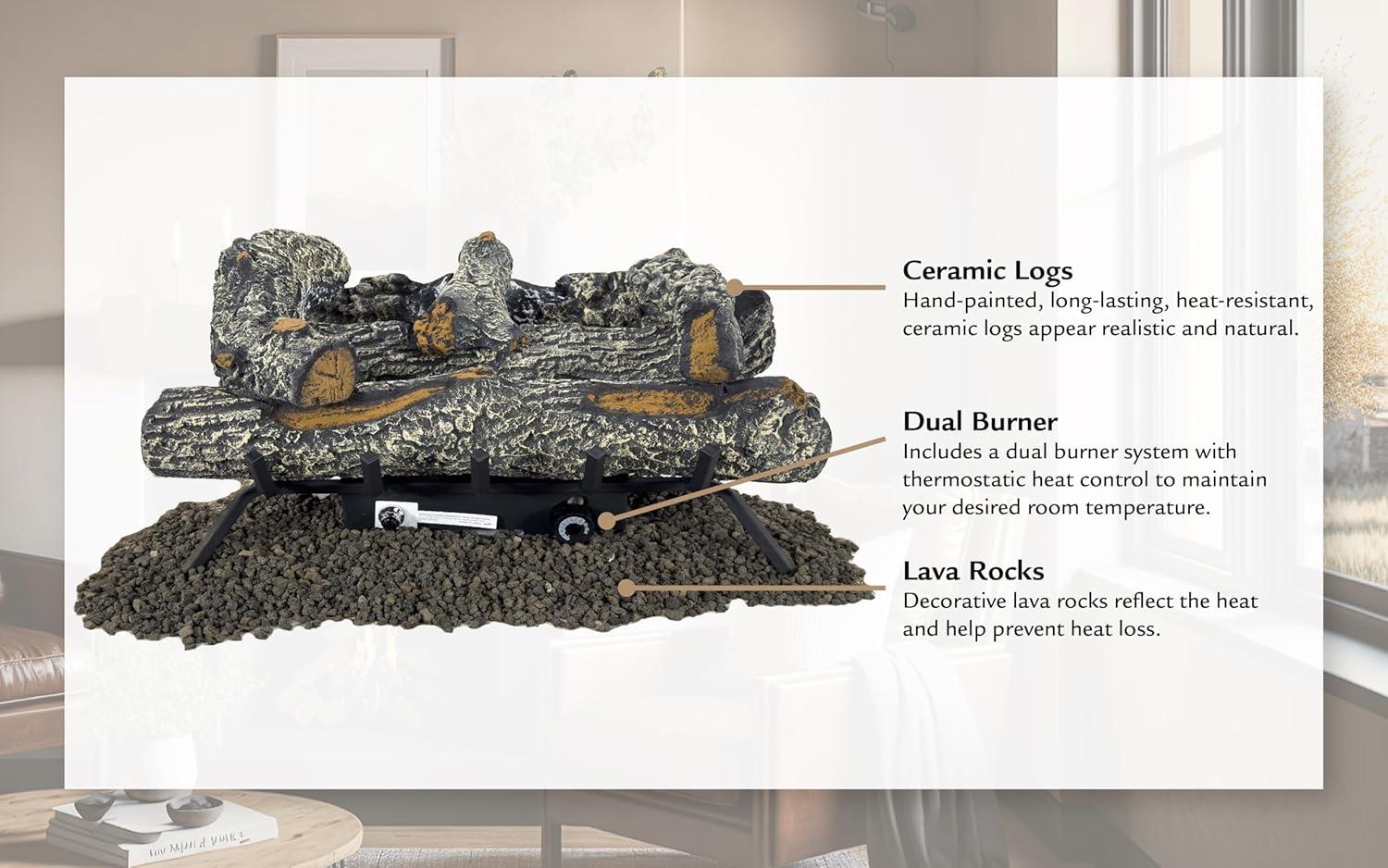24-In Southern Oak Vent Free Gas Log Set 30,000 BTU's