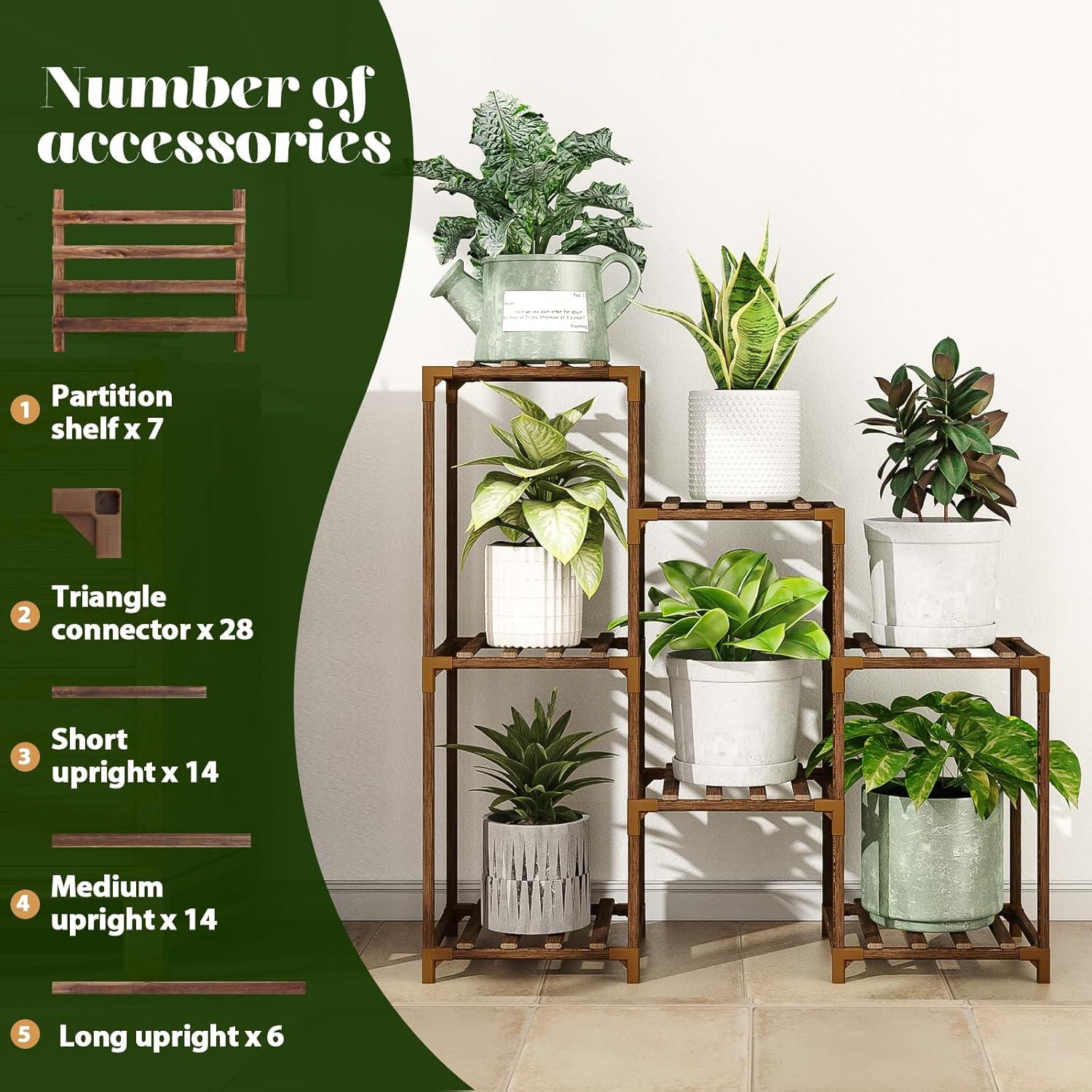 Eucalyptus Wood Corner Plant Stand for Indoor and Outdoor Use