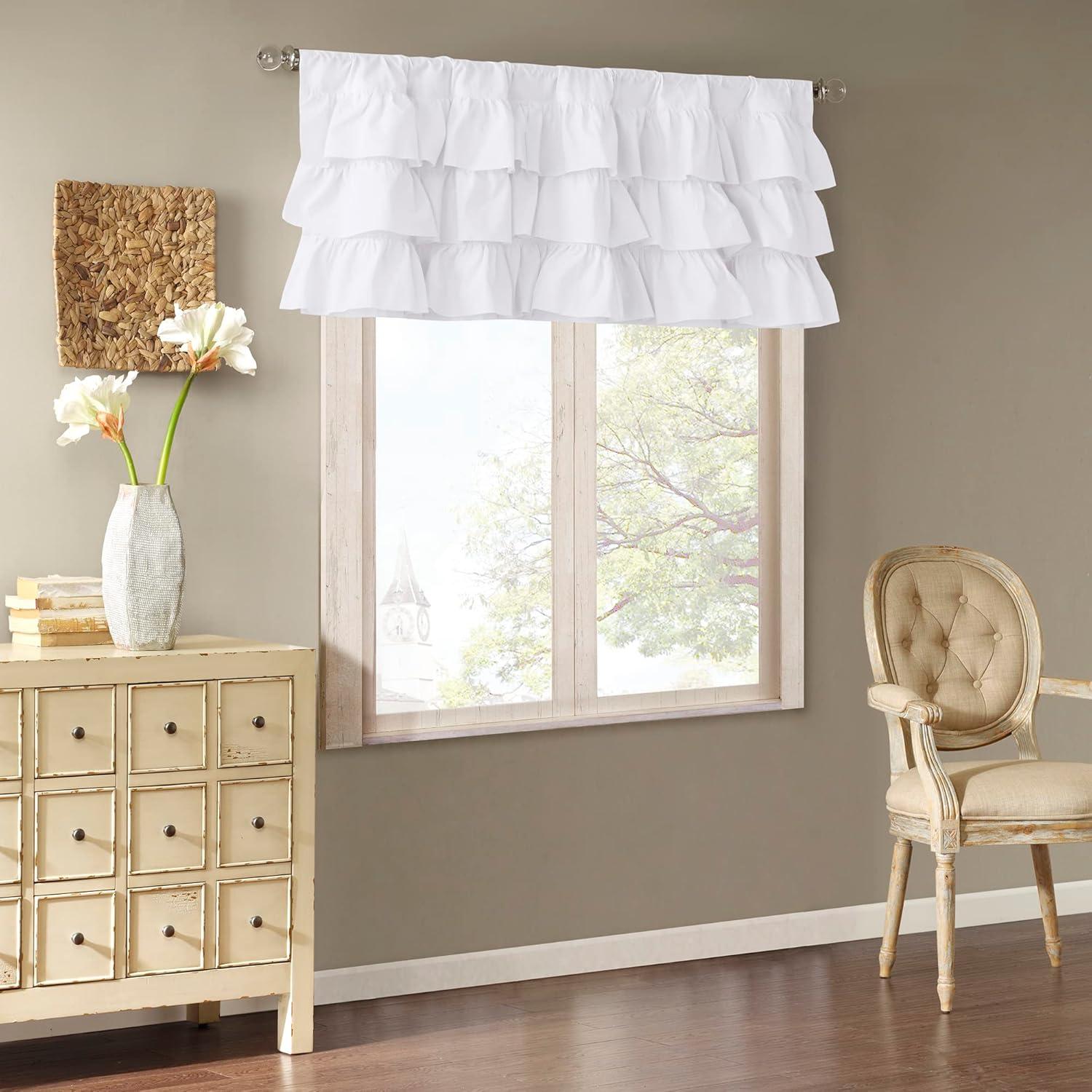 Madison Park Anna Cotton Oversized Ruffle 50" Window Valance