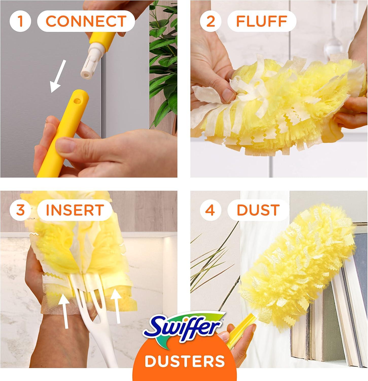 Swiffer Duster Heavy Duty 3 ft Extendable Handle Starter Kit with 3 Refills