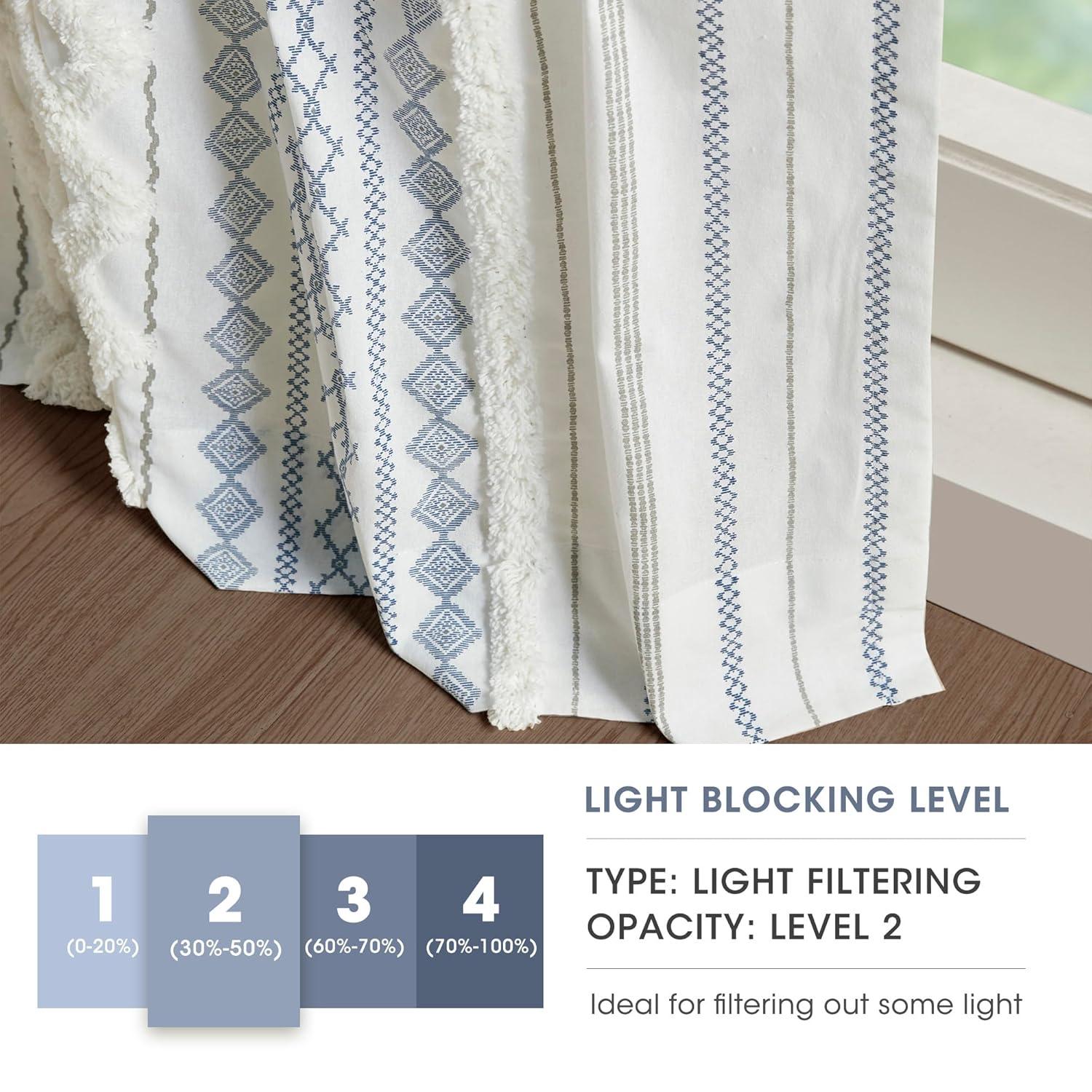 INK+IVY Imani Cotton Printed Boho Single Curtain Panel with Chenille Stripe and Lining