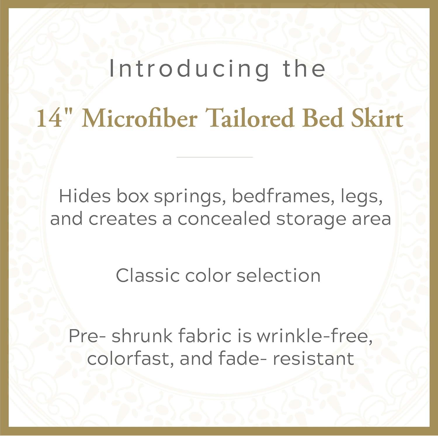 Luxury Hotel Microfiber Tailored Style Bed Skirt with Classic 14 Inch Drop Length, Twin, Navy