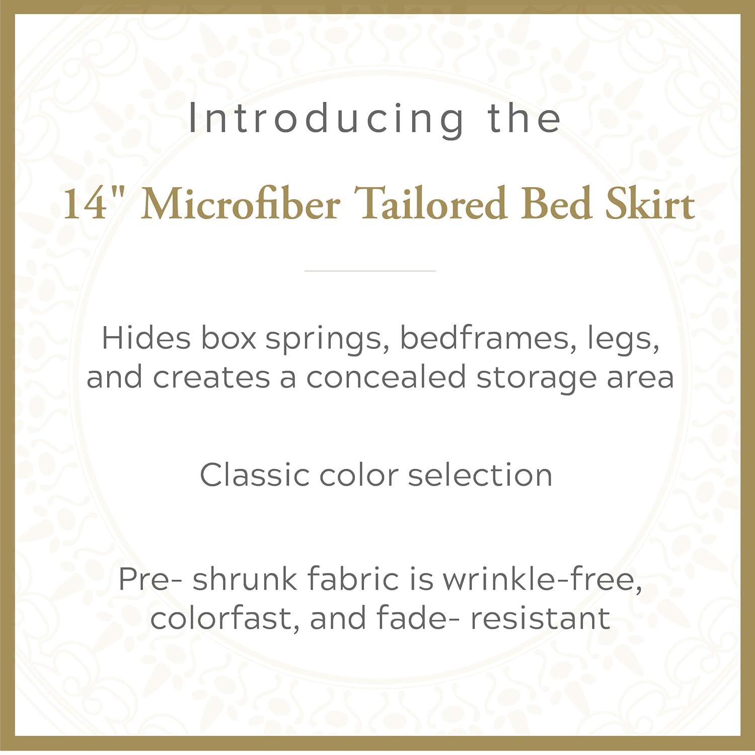 Luxury Hotel Microfiber Tailored Style Bed Skirt with Classic 14 Inch Drop Length, Twin, Navy