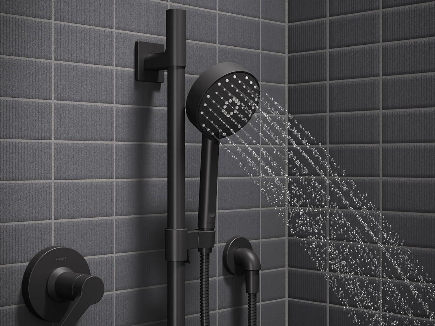 Matte Black Adjustable Height Rain Shower Kit