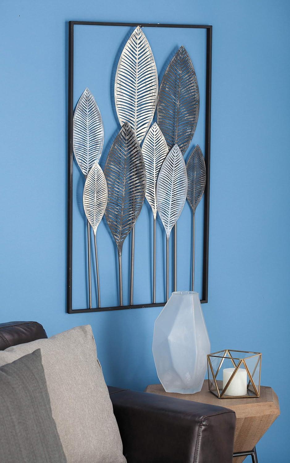 DecMode Bronze Metal Leaf Wall Decor with Black Frame