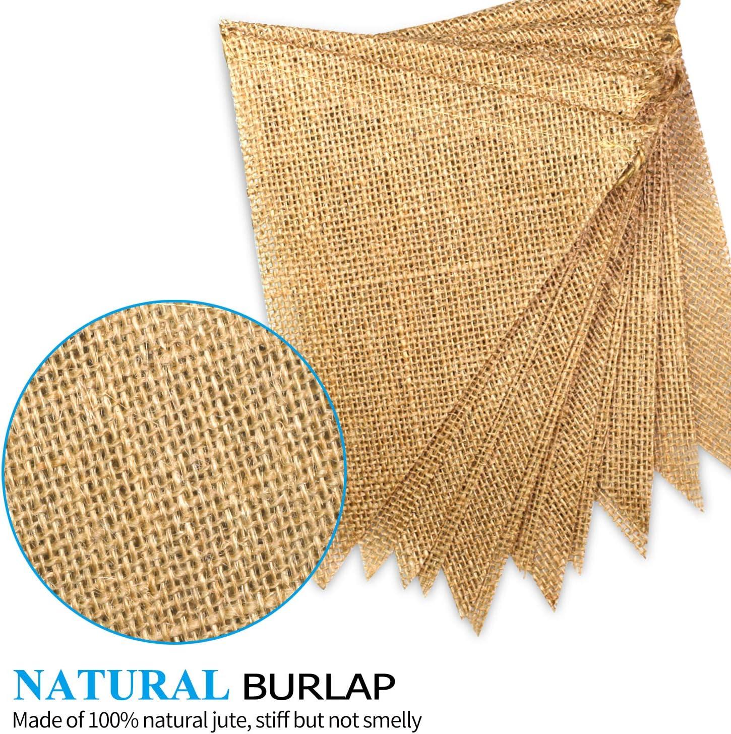 Novelty Place 13 Feet Burlap Pennant Banner - 15 Triangle Bunting Flags (5x7 Inches) - DIY Hand Painted Home Decorations for Holiday, Birthday, Wedding, Graduation and Party