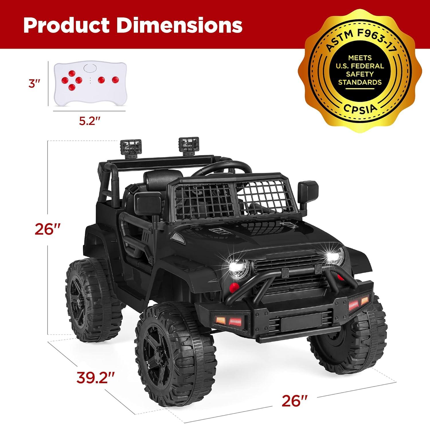 Best Choice Products 12V Kids Ride On Truck Car w/ Parent Remote Control, Spring Suspension, LED Lights