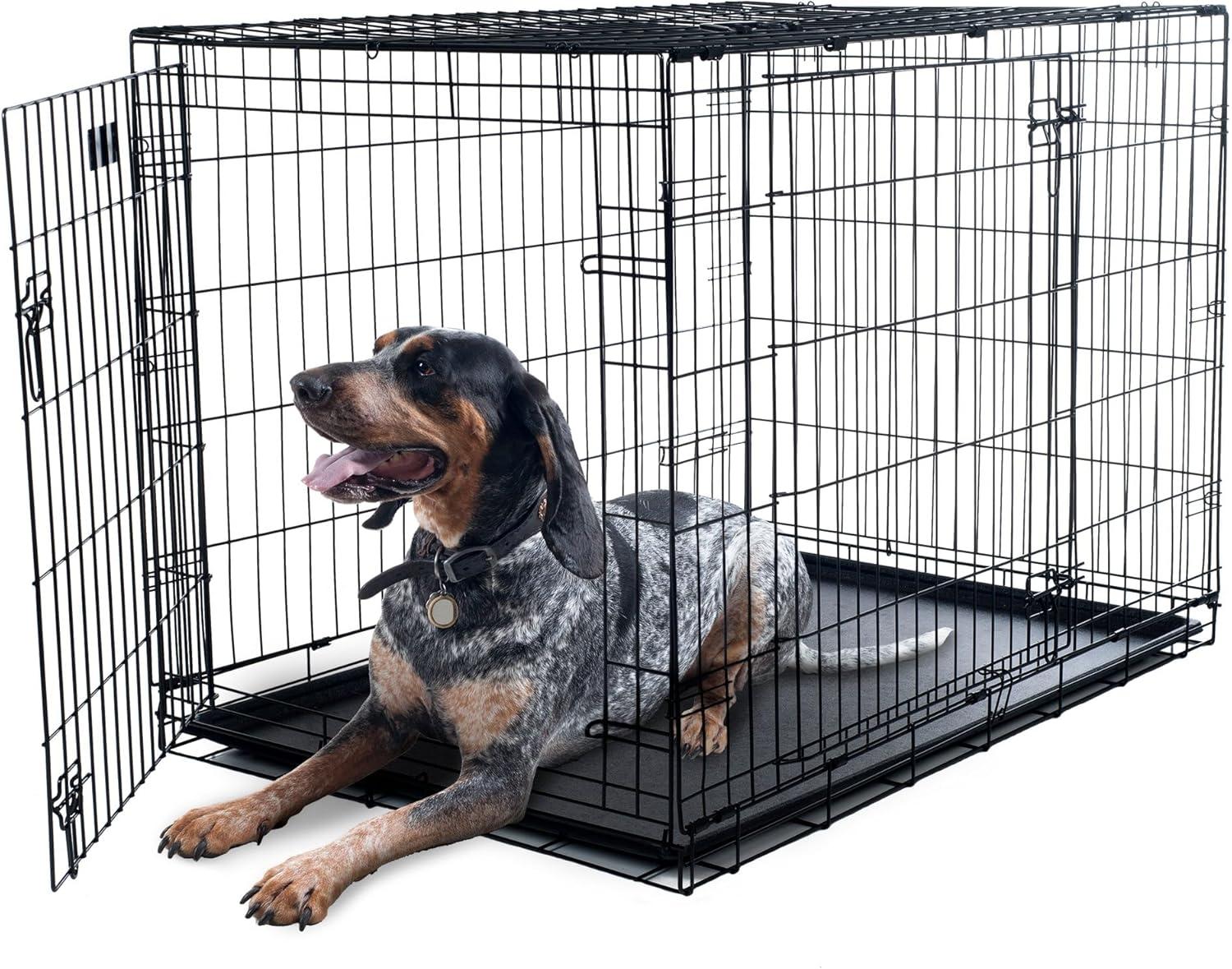 BestMassage 42 Inch Dog Crate Dog Cage Dog Kennel with Double Door Removable Tray & Handle Indoor Outdoor Pet Crate, Black