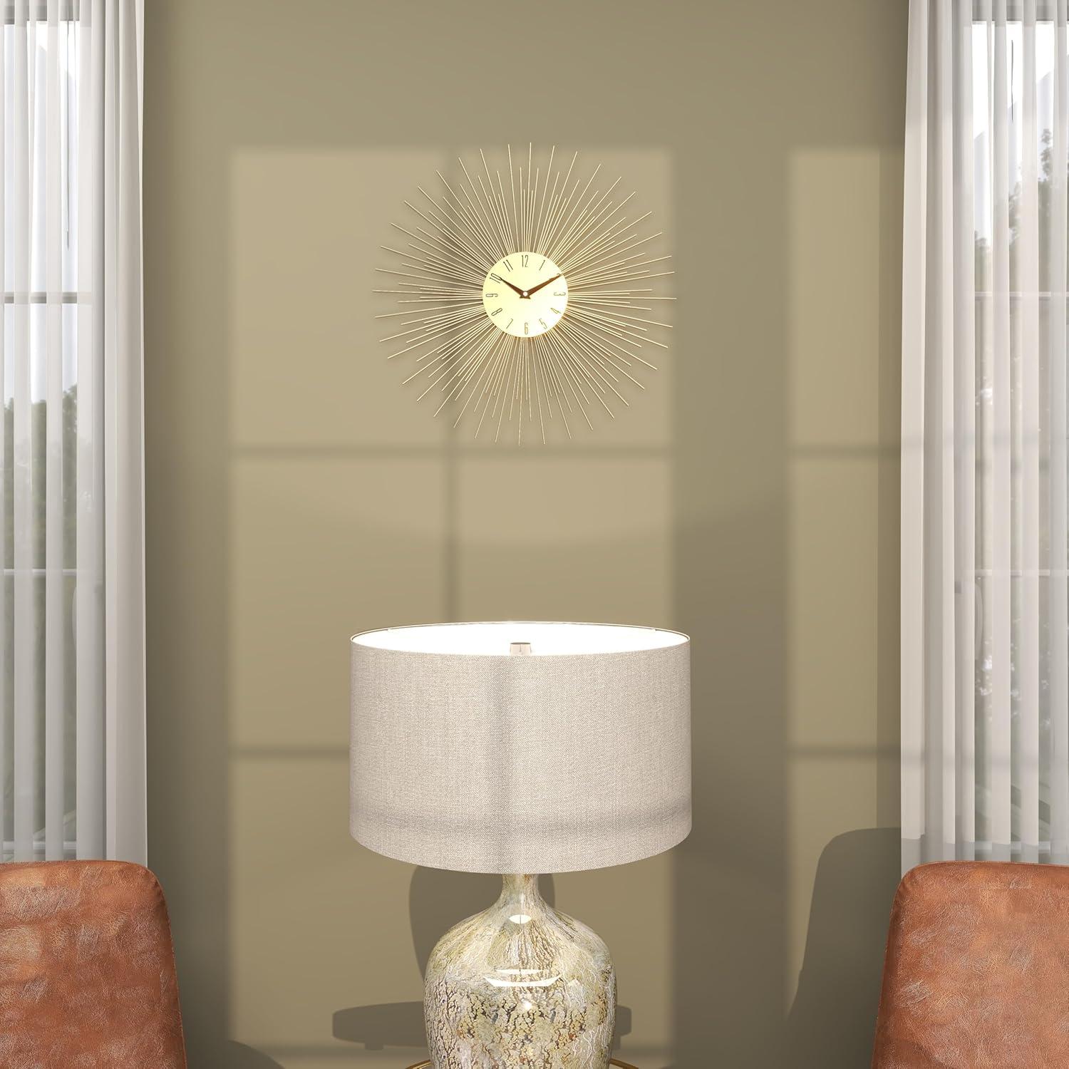 DecMode 19" Gold Metal Starburst Wall Clock with Black Accents