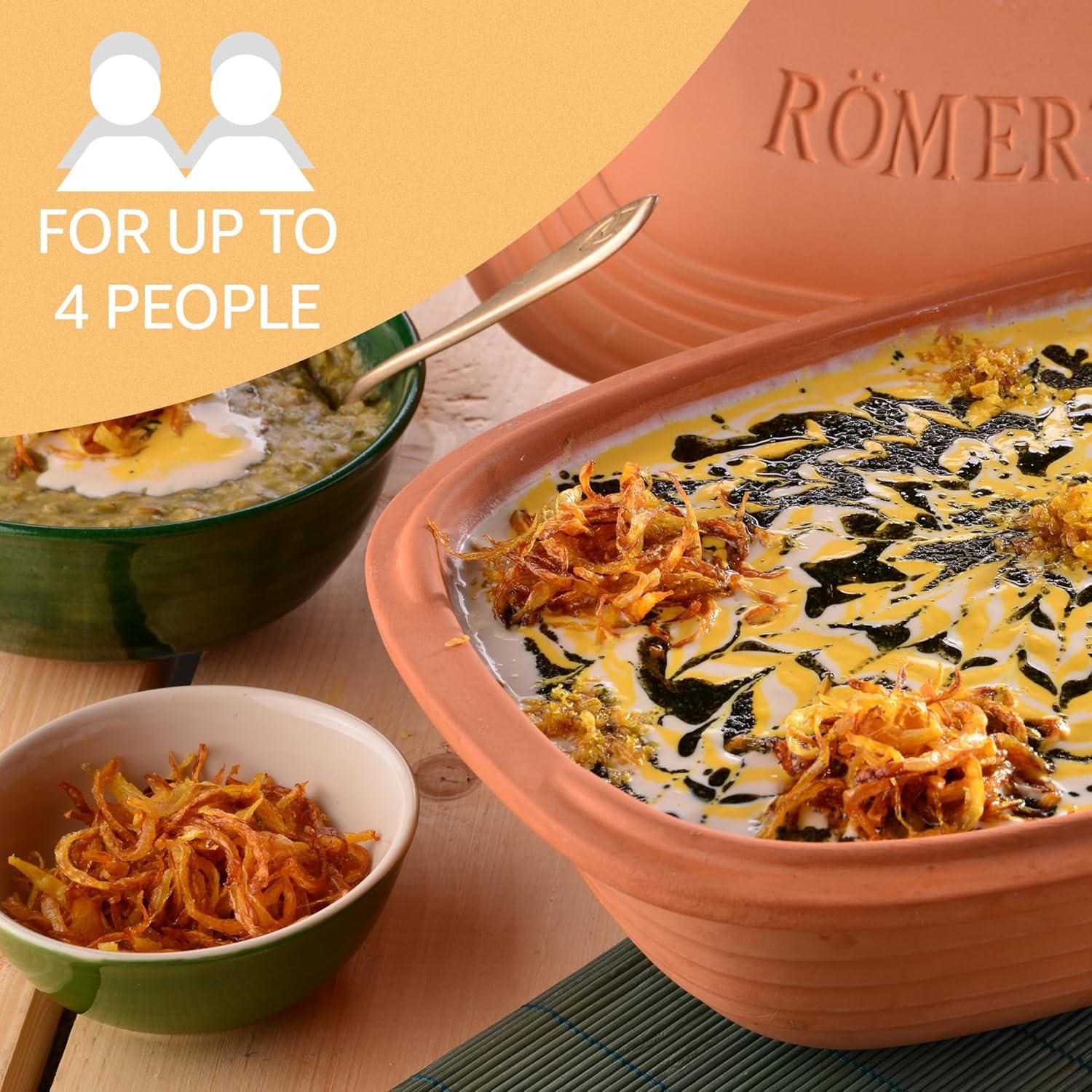 Romertopf 11505 Clay Roaster | Modern Look | Non-Stick Dutch Oven | Healthy Clay Pot Cooking | Clay Baker | Versatile Cooking Vessel - 3.2 qt (3 liters) For Up To 4 People