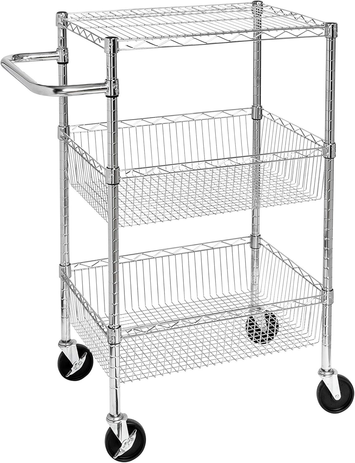 Honey Can Do 3 Shelf Chrome Storage Cart, Chrome