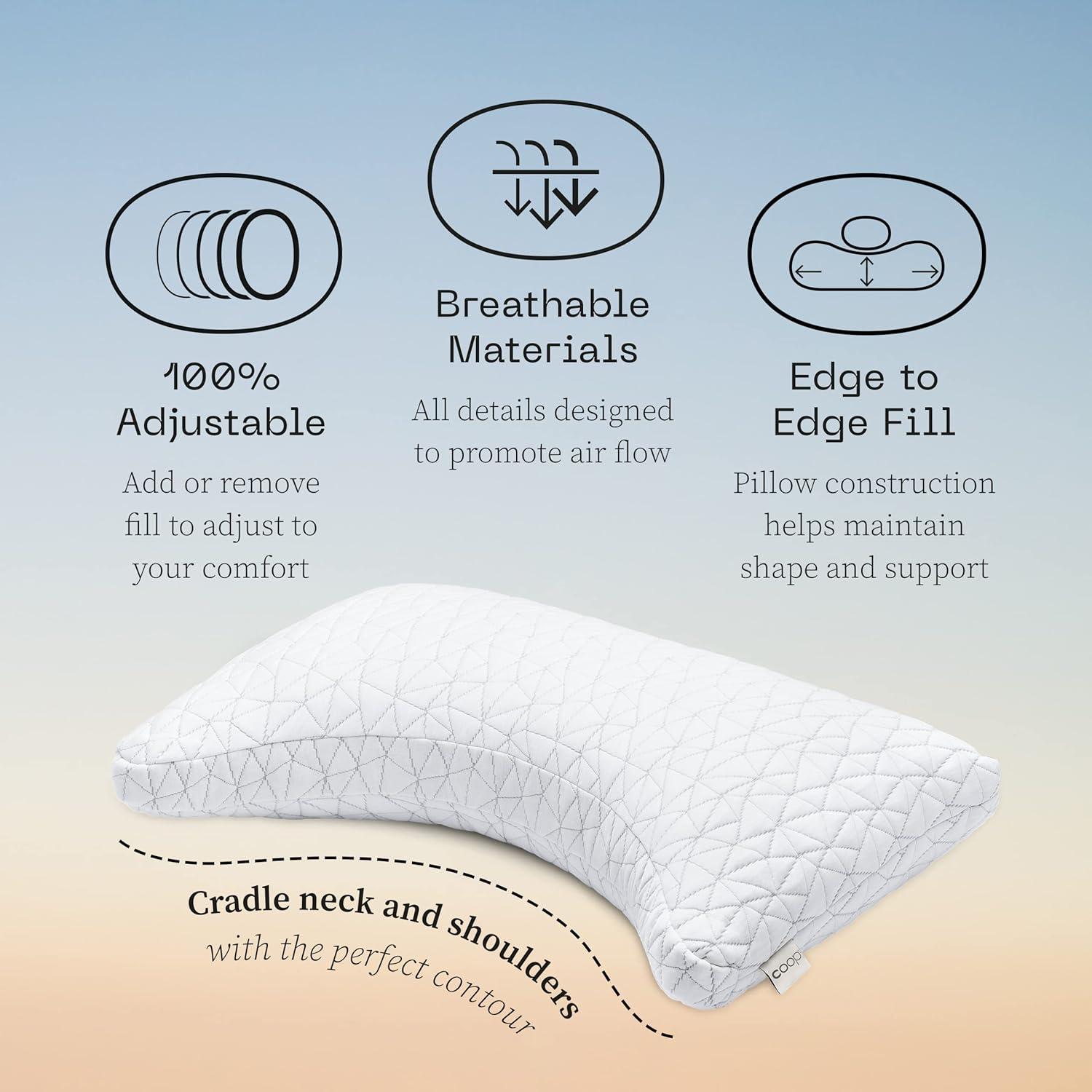 Coop Adjustable Crescent Memory Foam King Pillow in Off-White