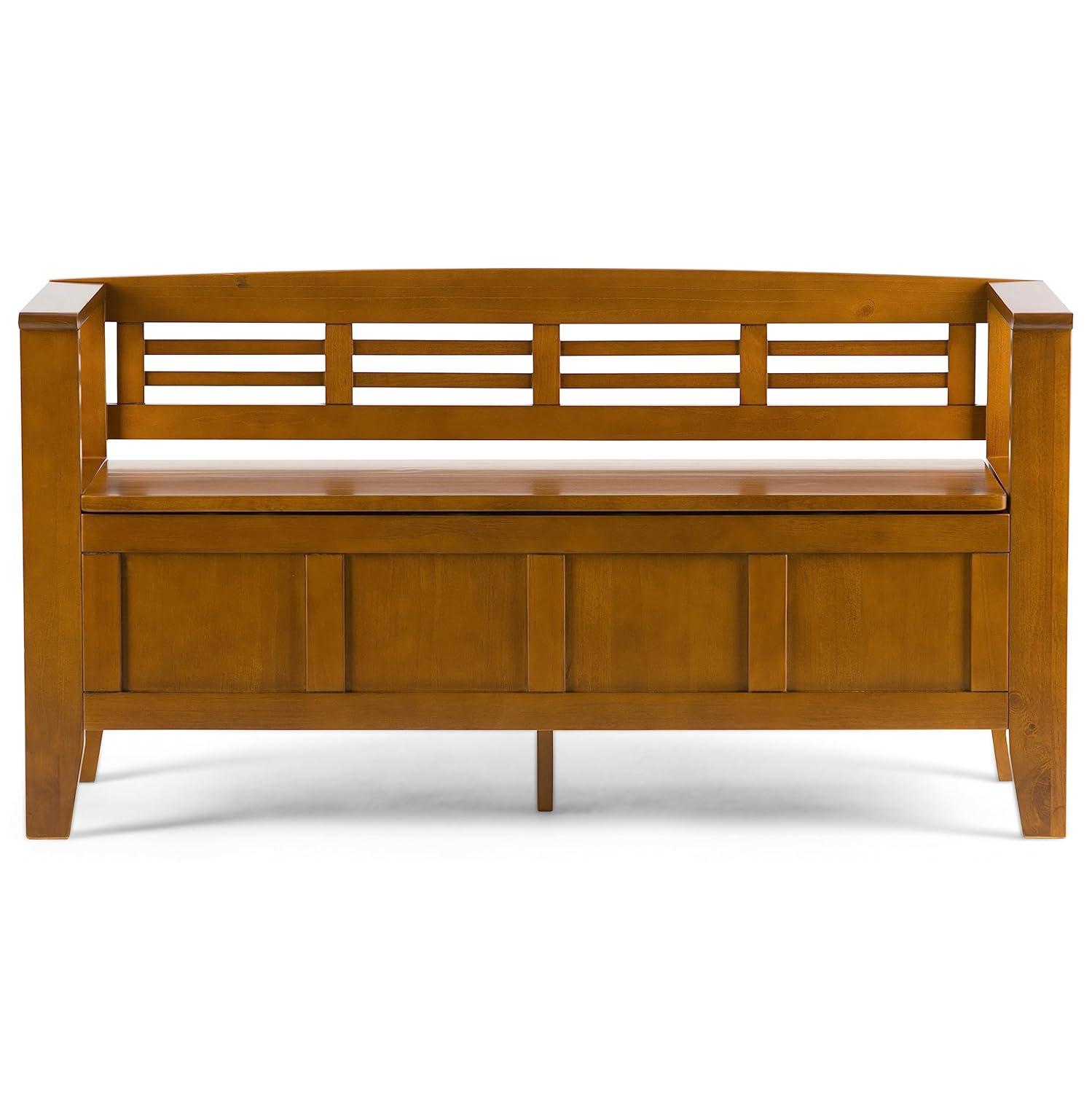 Simpli Home Adams Solid Wood Entryway Lift Top Storage Bench