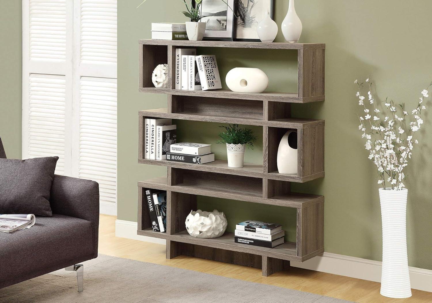 Transitional Dark Taupe 55" High 4-Tier Bookcase