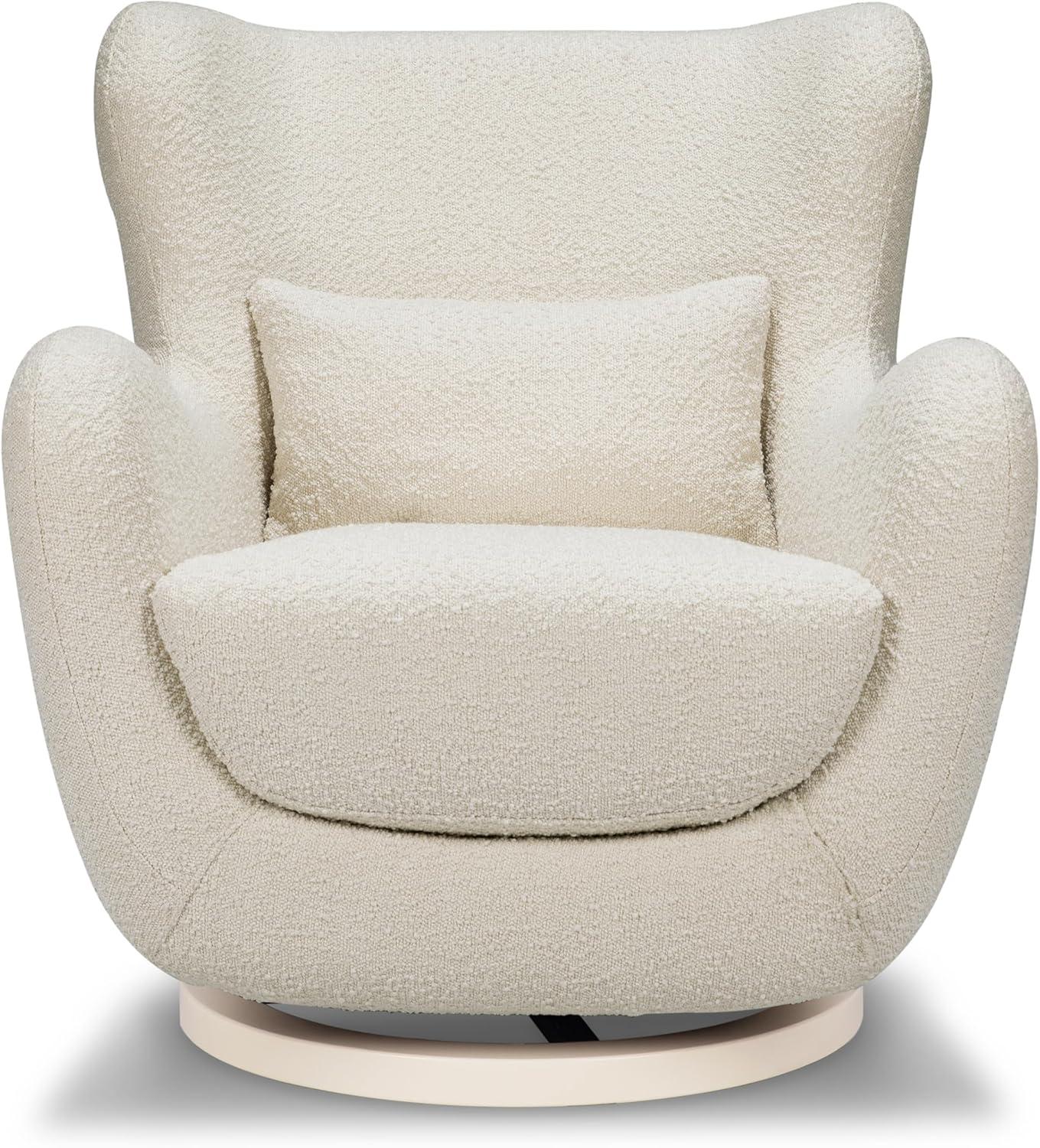 Babyletto x Nursery Works Solstice Ivory Boucle Nursery Glider Chair with Ivory Wood Base