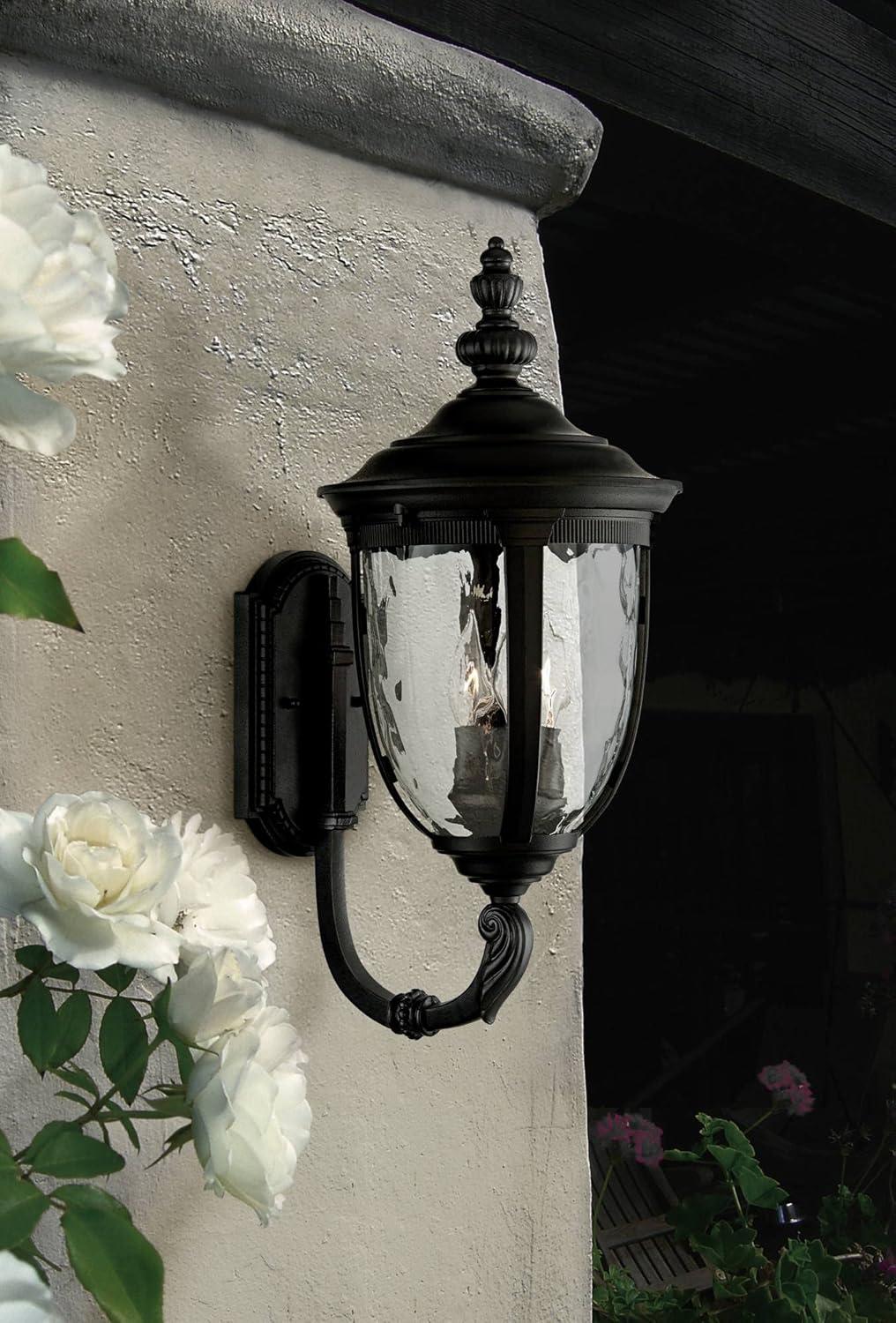 John Timberland Bellagio Vintage Rustic Outdoor Wall Light Fixture Textured Black Upbridge 21" Clear Hammered Glass for Post Exterior Barn Deck House