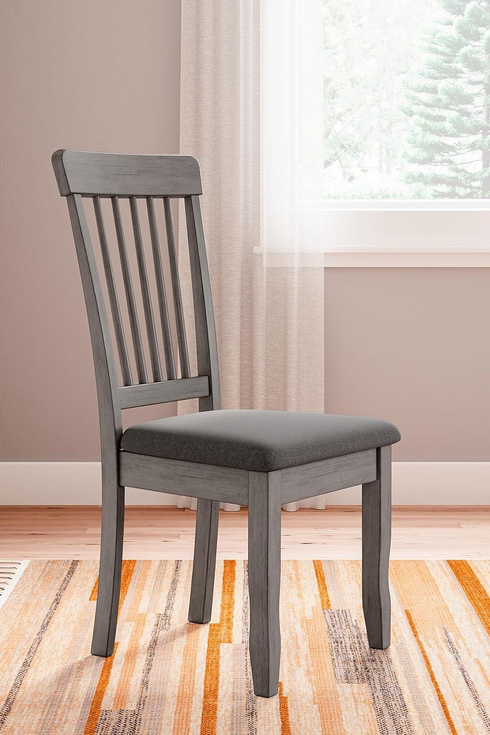 Gray Upholstered Wood Slat Back Side Chair Set