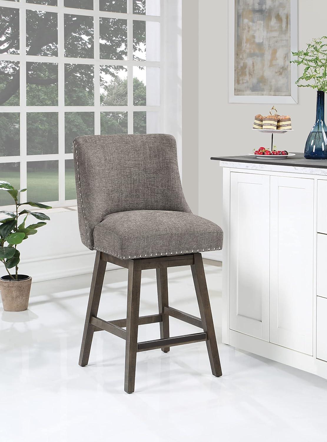 Granville Swivel Upholstered Counter Stool with Solid Wood Frame