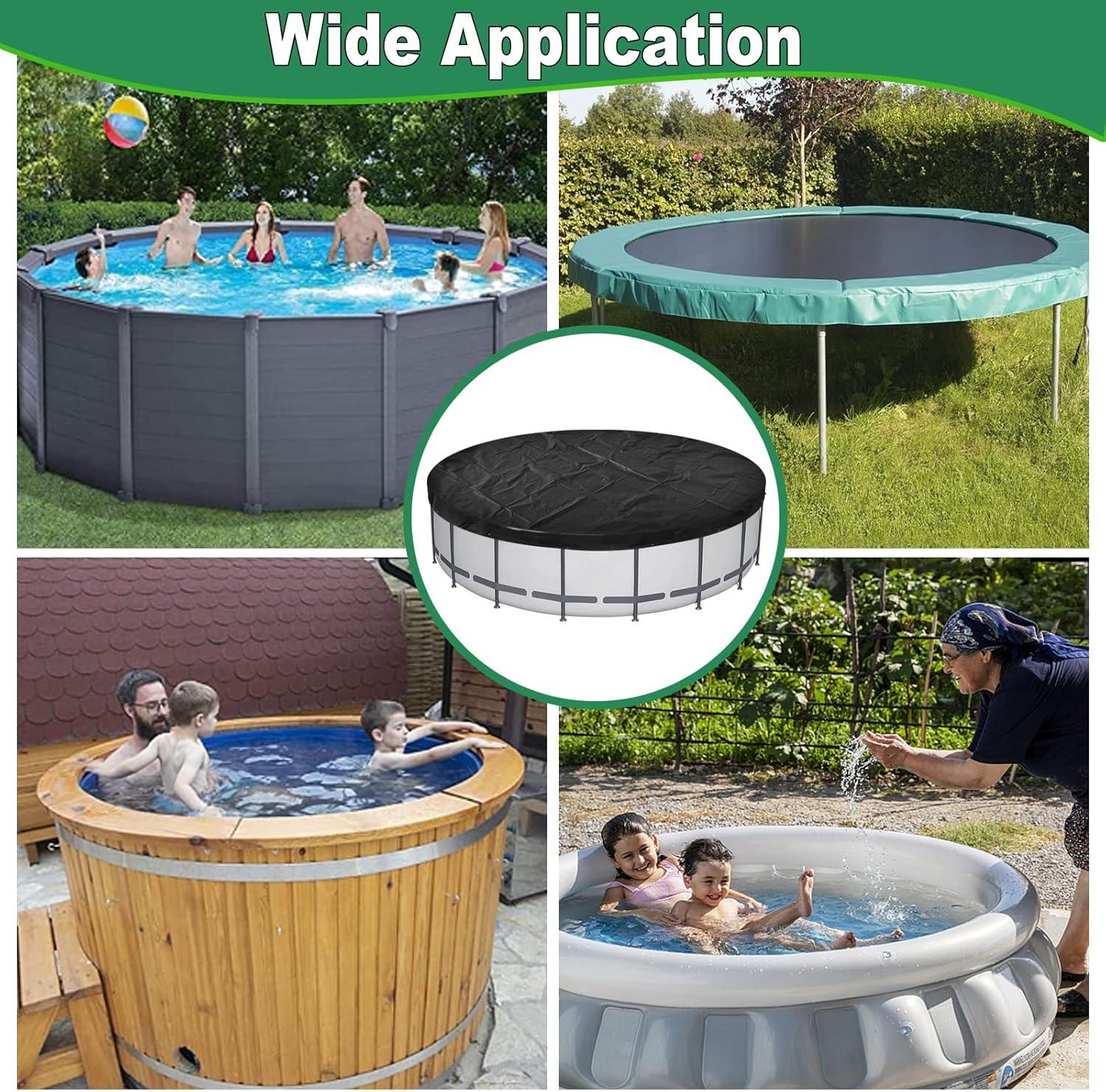 Miheo 15' UV Resistant Black Round Pool Cover for Above-Ground Pools