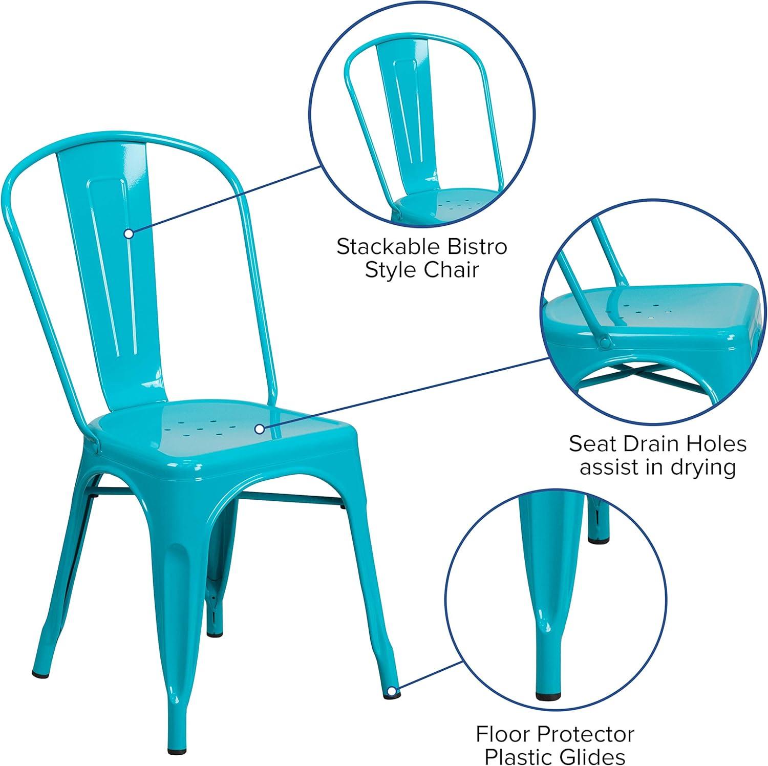 Emma and Oliver Commercial Grade Colorful Metal Indoor-Outdoor Dining Stack Chair