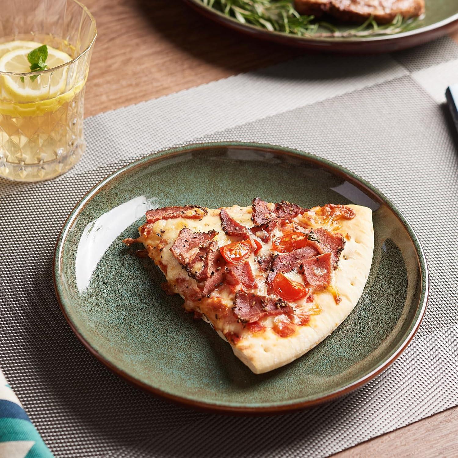 Orren Ellis Stoneware Dinnerware Sets Service For 4, 12 Pcs Reactive Glaze Plates And Bowls Sets, Handmade Ceramic Dish Set, Highly Chip And Crack Resistant Modern Plate Set, Sage Green