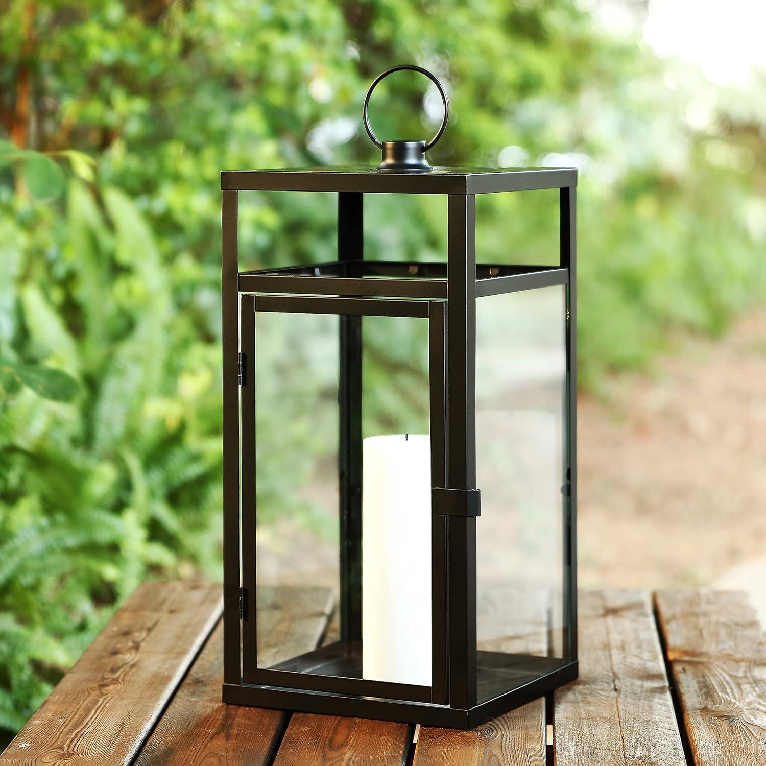 Fraleigh 20" Black Metal and Glass Outdoor Lantern