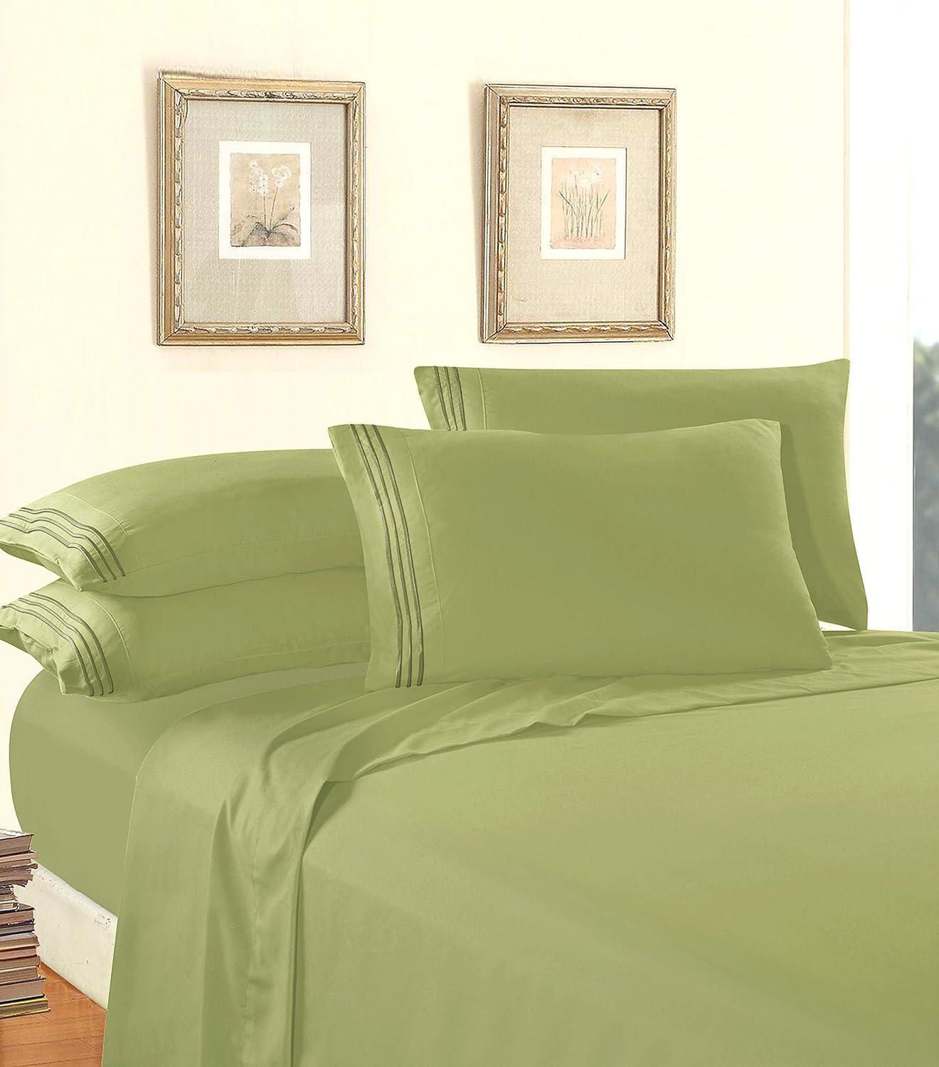 Pistachio Green Queen Deep Pocket Microfiber Bed Sheet Set