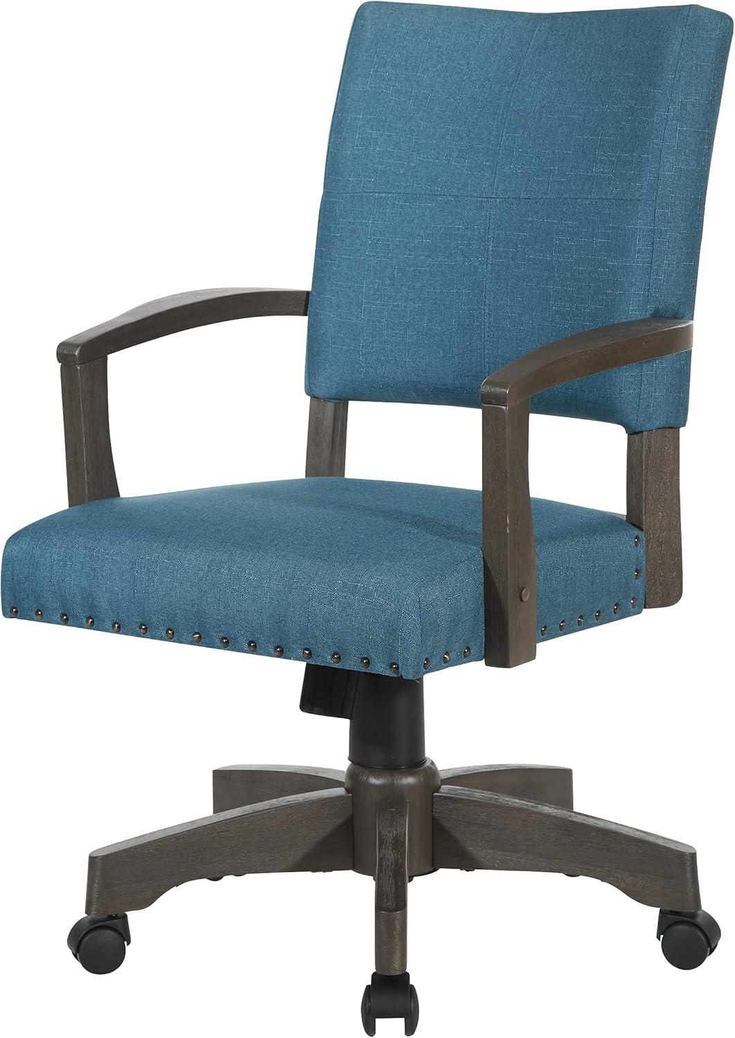 Santina Bankers Chair with Antique Gray Finish and Blue Fabric