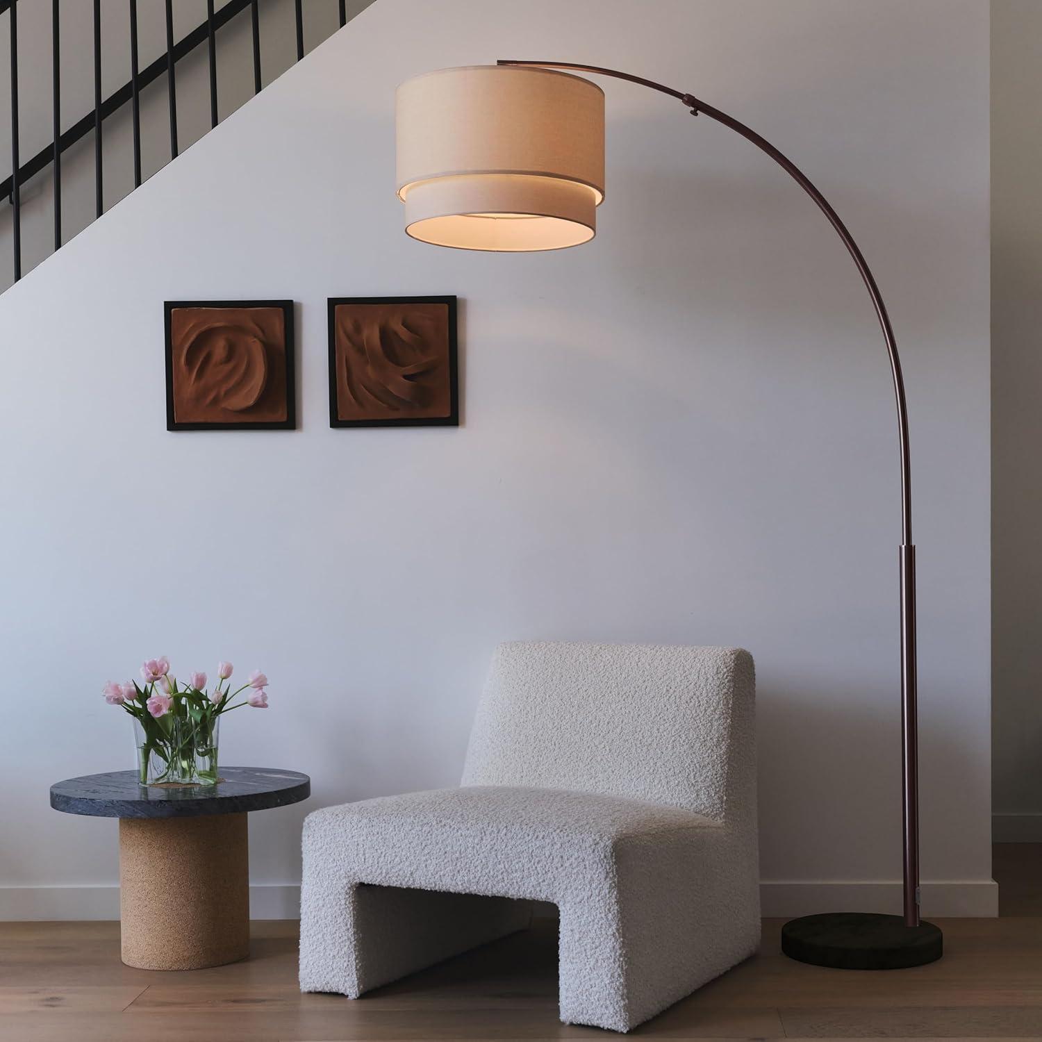 Mason Adjustable Arc Floor Lamp with Bronze Drum Shade