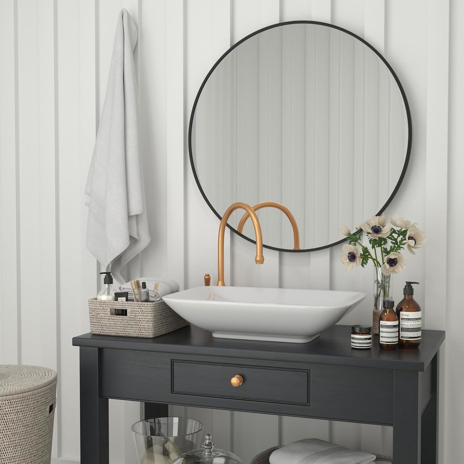 Flash Furniture Wall Mounted Mirror 36" Round Black (RHM003RD91MBBK)