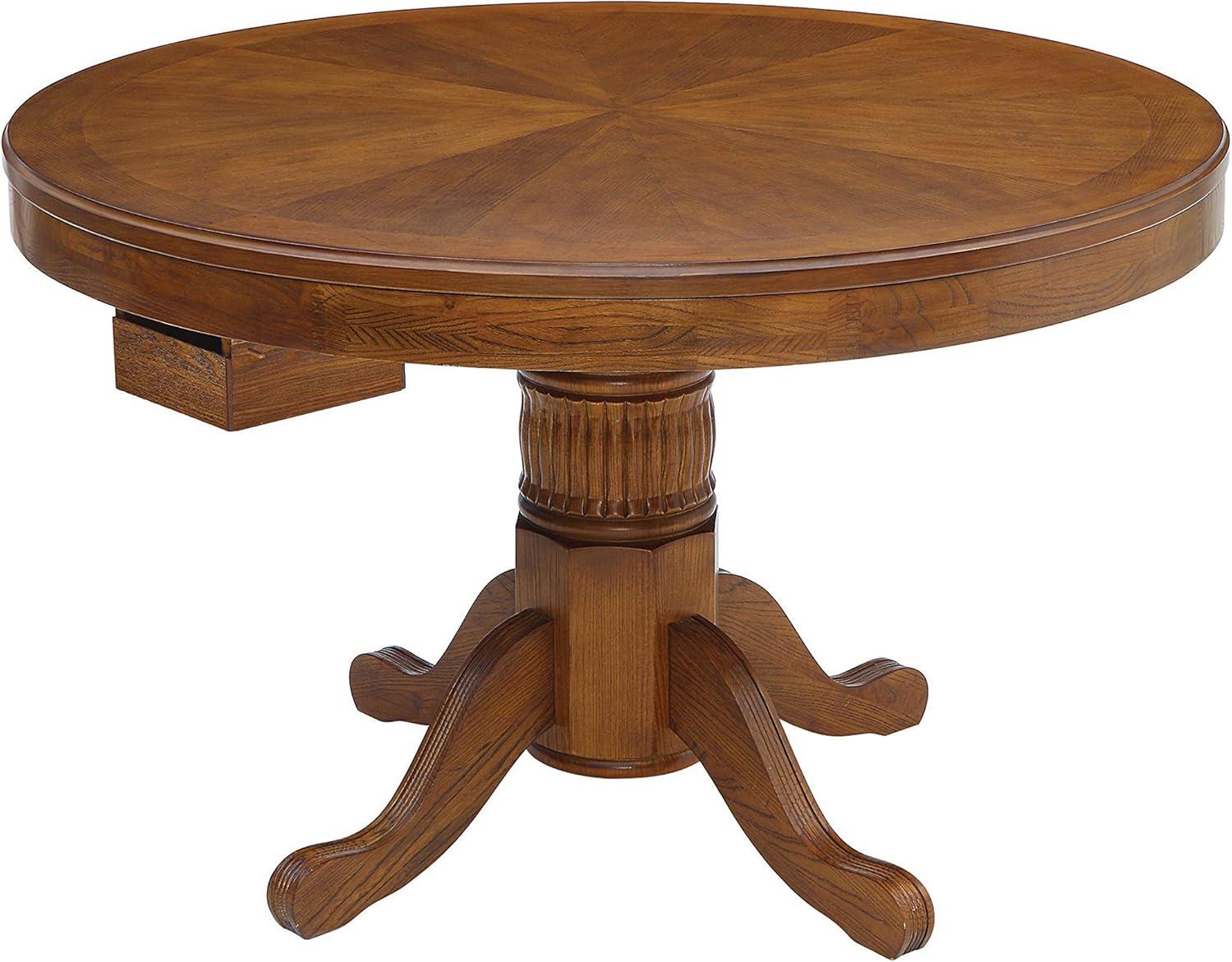 Chestnut Oak 47" Round Game Table with Green Felt