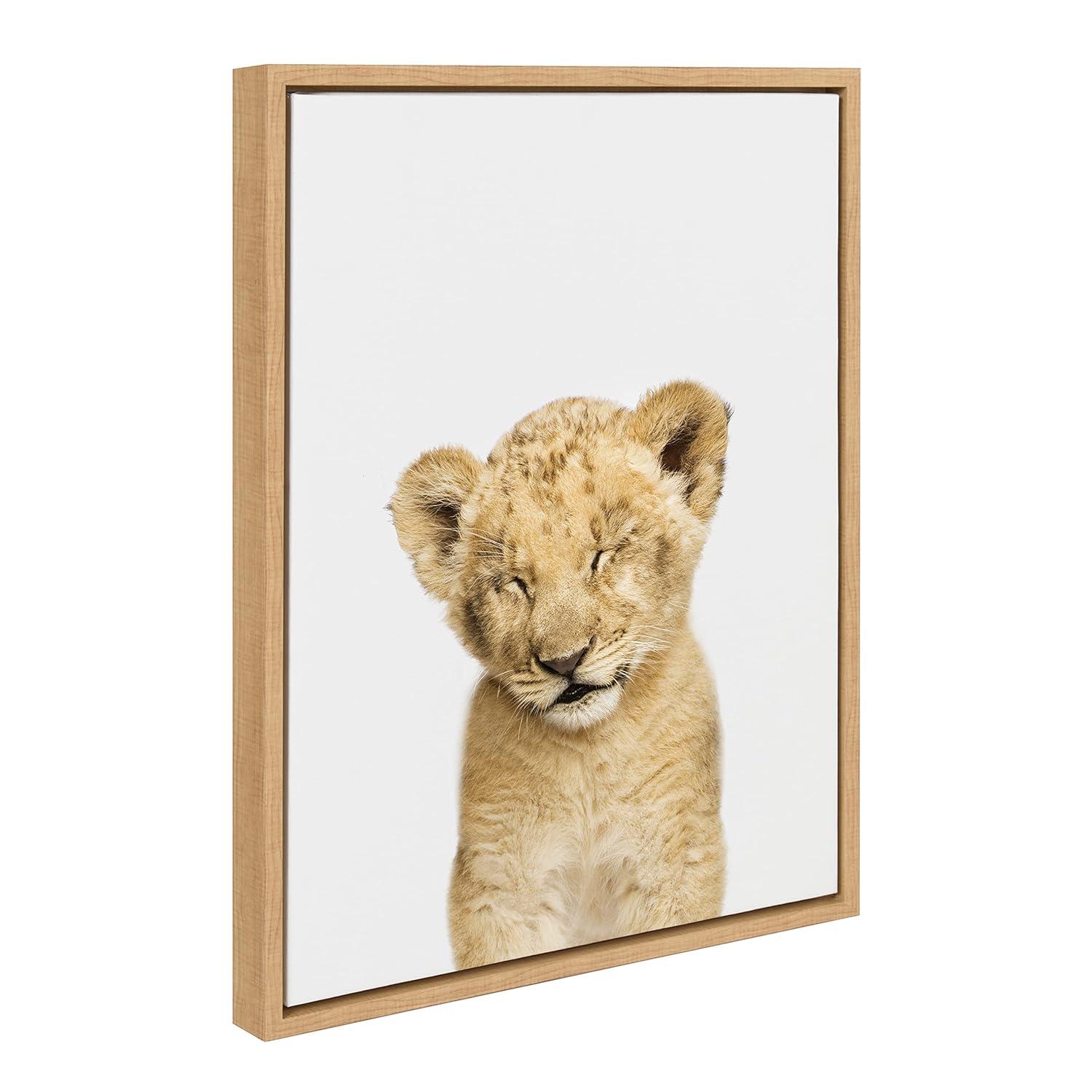 18" x 24" Sylvie Sleepy Lion Canvas by Amy Peterson Natural: Whimsical Wall Decor - Kate & Laurel All Things Decor