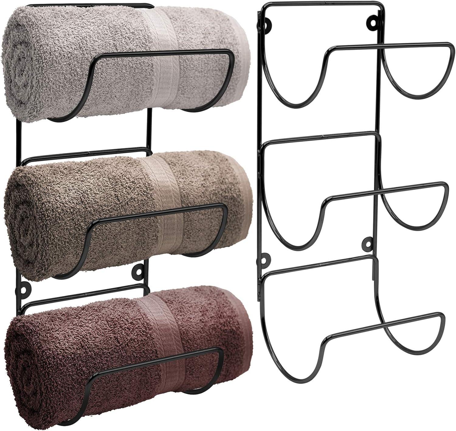 Black Iron Wall Mounted 6-Tier Towel Holder Set